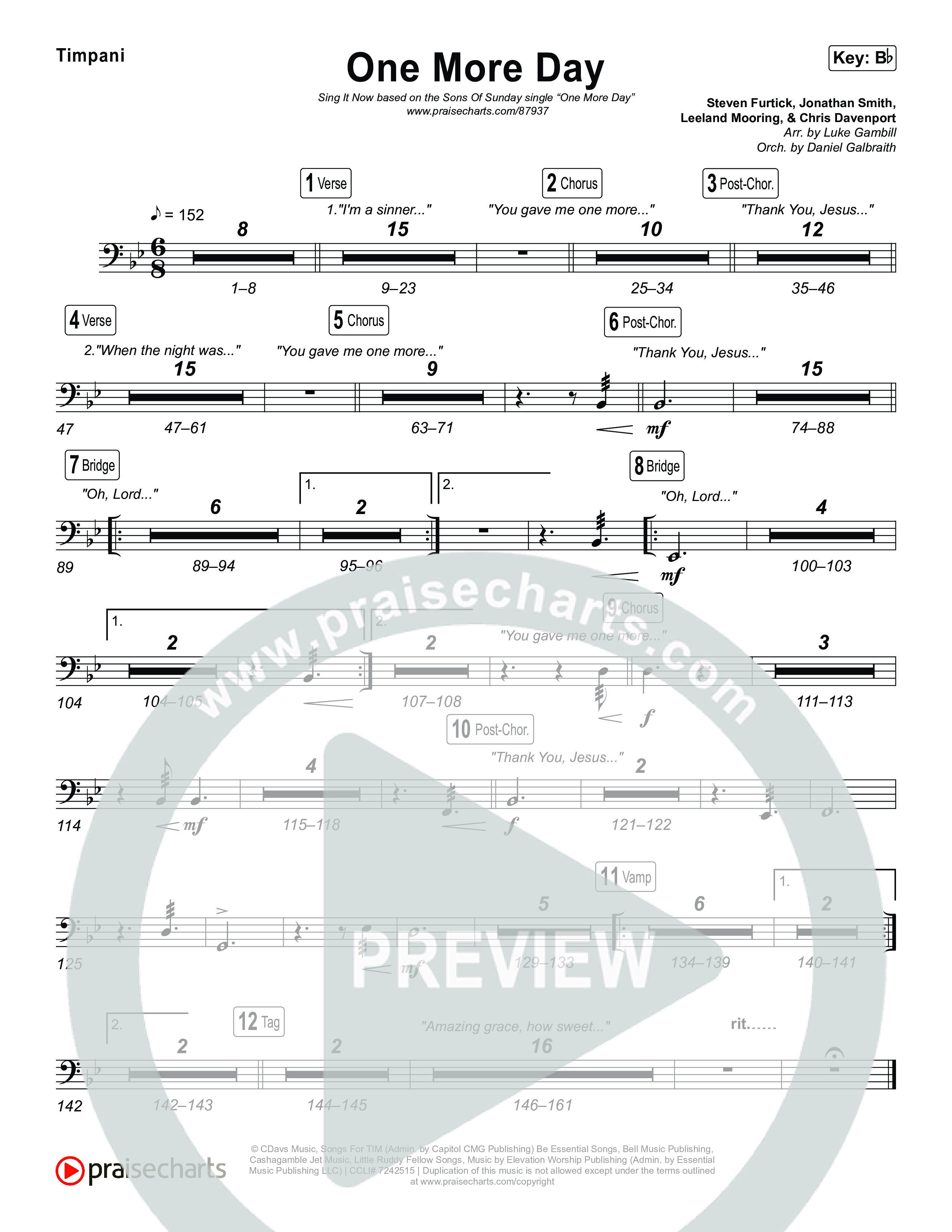 One More Day (Sing It Now) Timpani (Sons Of Sunday)