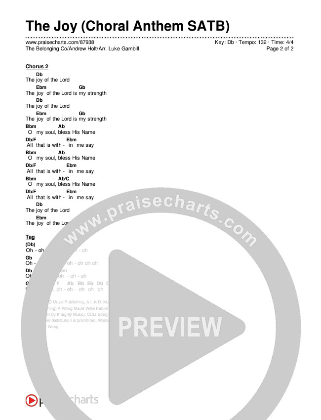 The Joy (Choral Anthem SATB) Chords & Lyrics (The Belonging Co / Andrew Holt / Arr. Luke Gambill)