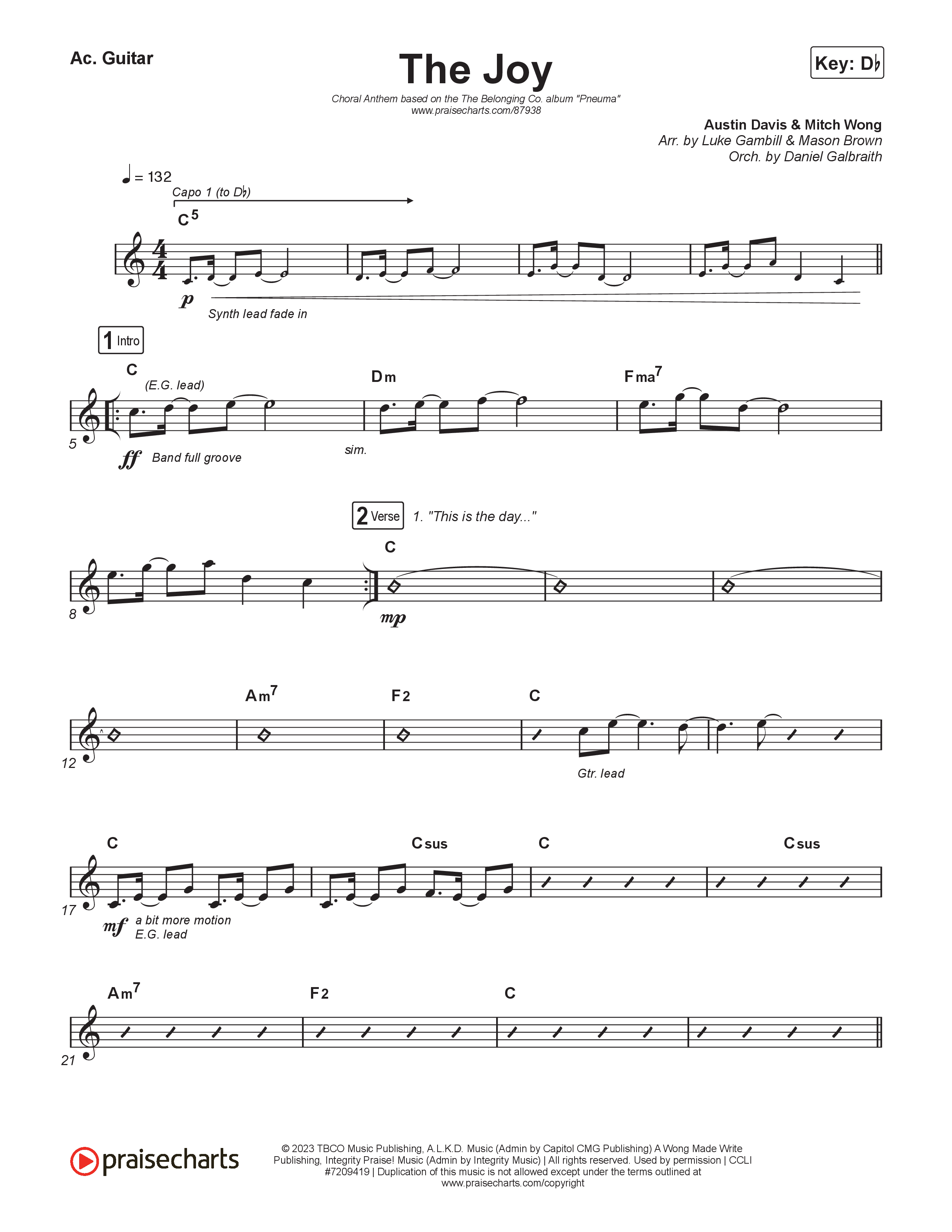The Joy (Choral Anthem SATB) Acoustic Guitar (The Belonging Co / Andrew Holt / Arr. Luke Gambill)