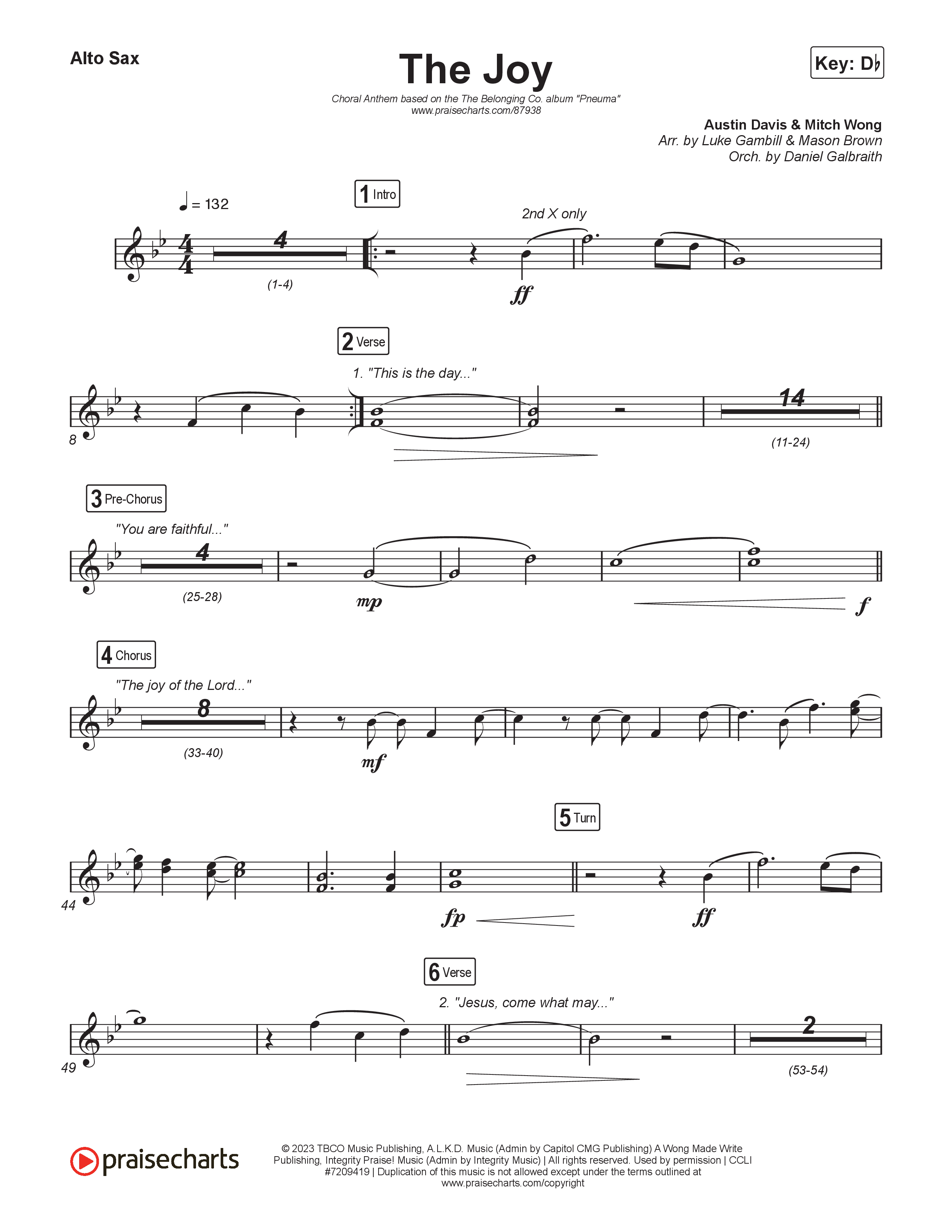 The Joy (Choral Anthem SATB) Sax Pack (The Belonging Co / Andrew Holt / Arr. Luke Gambill)