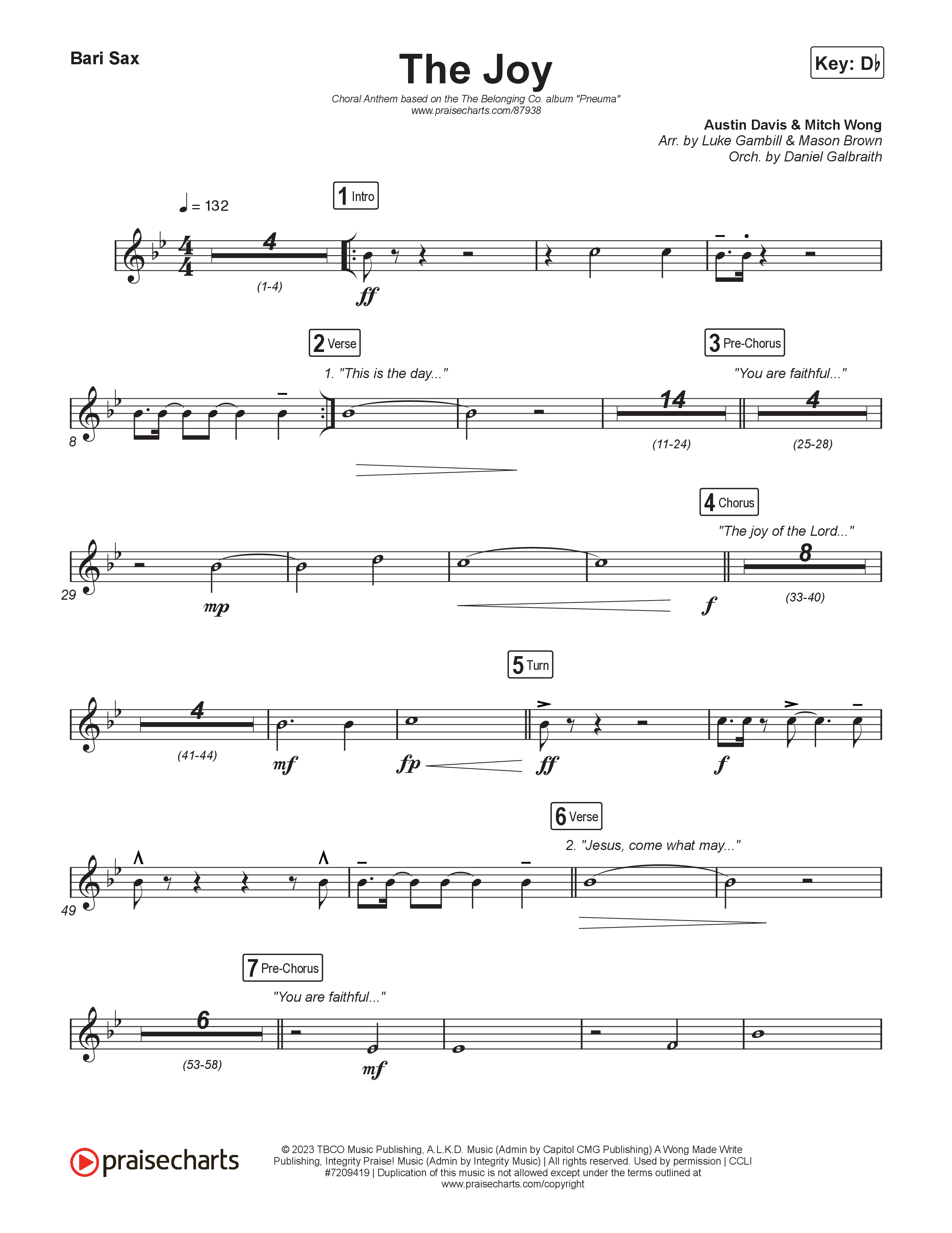 The Joy (Choral Anthem SATB) Bari Sax (The Belonging Co / Andrew Holt / Arr. Luke Gambill)