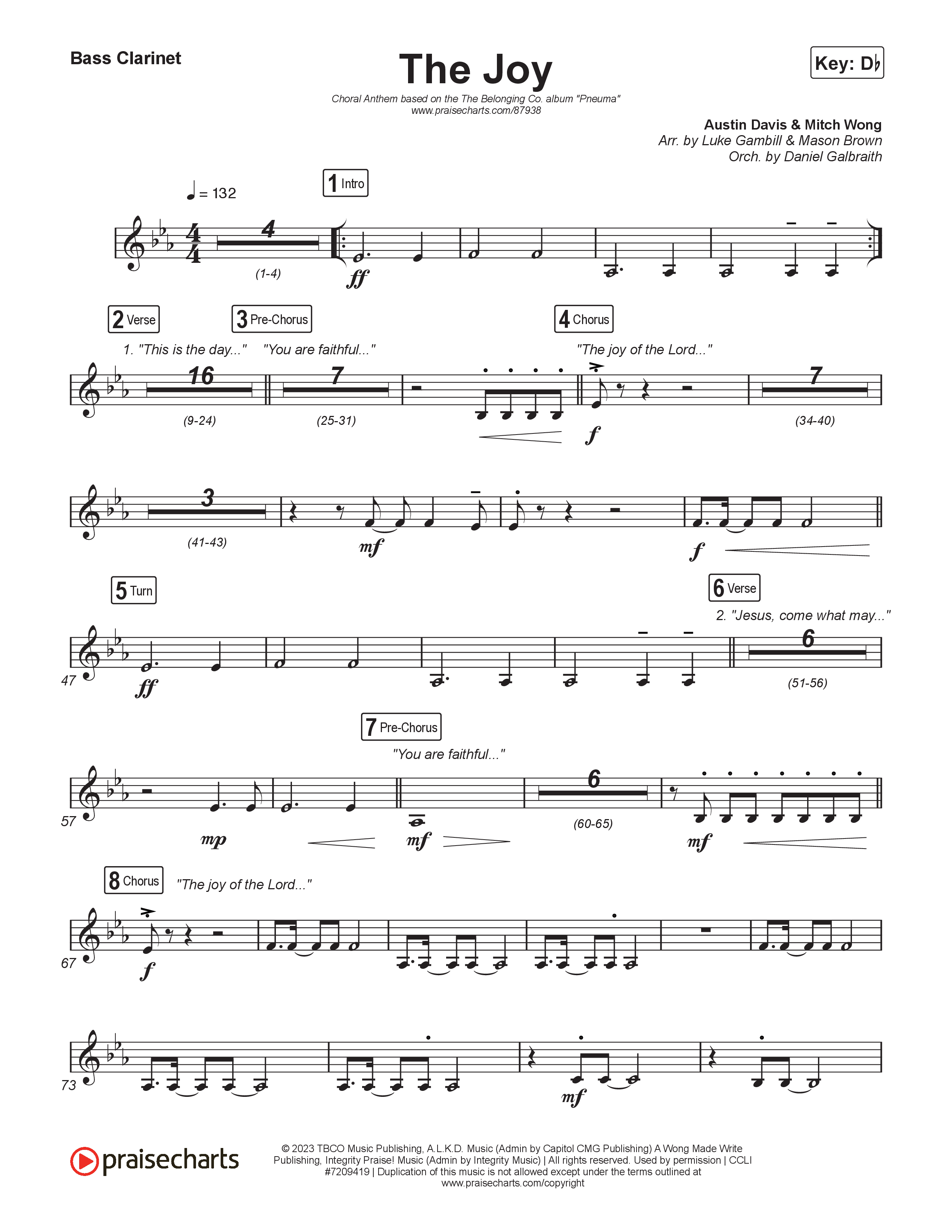The Joy (Choral Anthem SATB) Bass Clarinet (The Belonging Co / Andrew Holt / Arr. Luke Gambill)