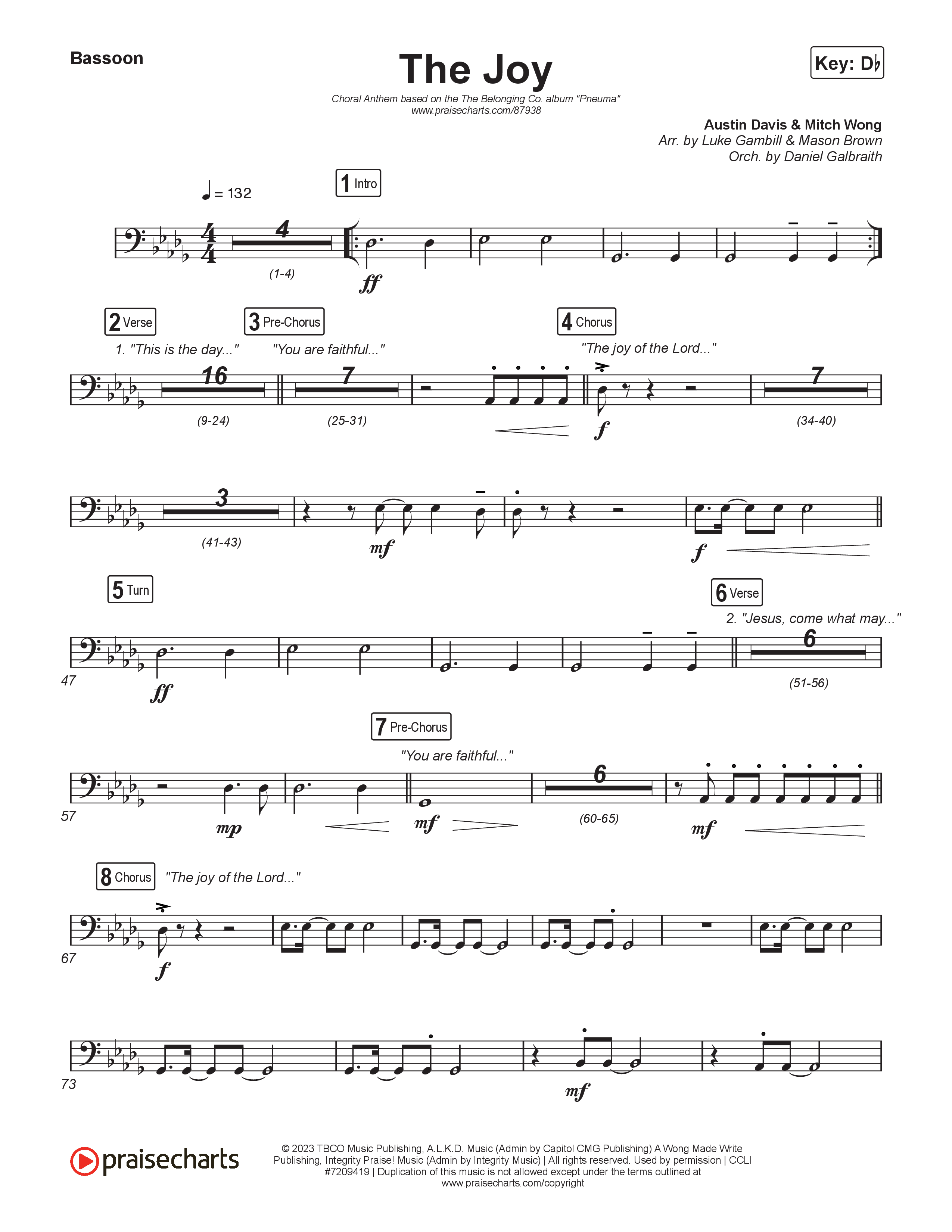 The Joy (Choral Anthem SATB) Bassoon (The Belonging Co / Andrew Holt / Arr. Luke Gambill)