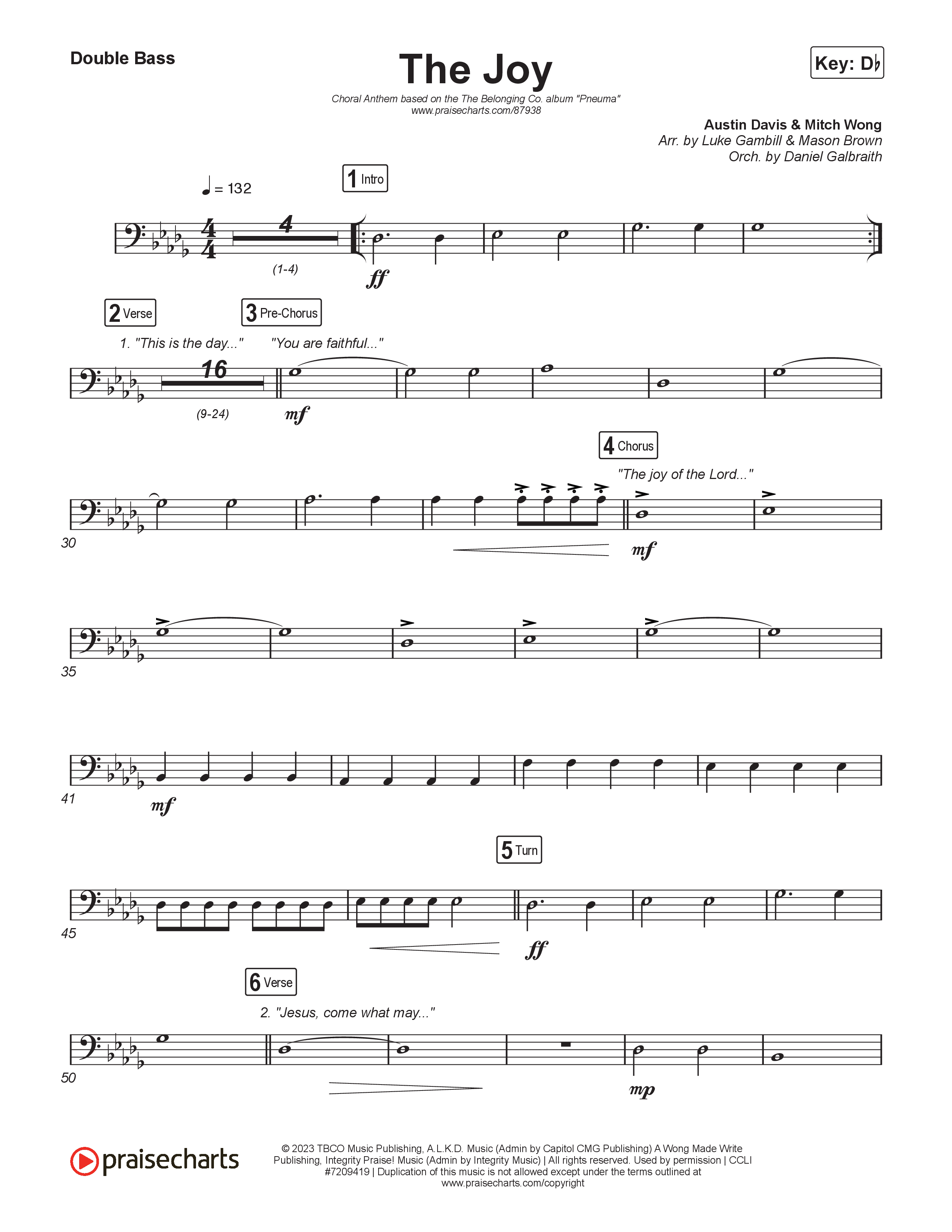 The Joy (Choral Anthem SATB) String Bass (The Belonging Co / Andrew Holt / Arr. Luke Gambill)