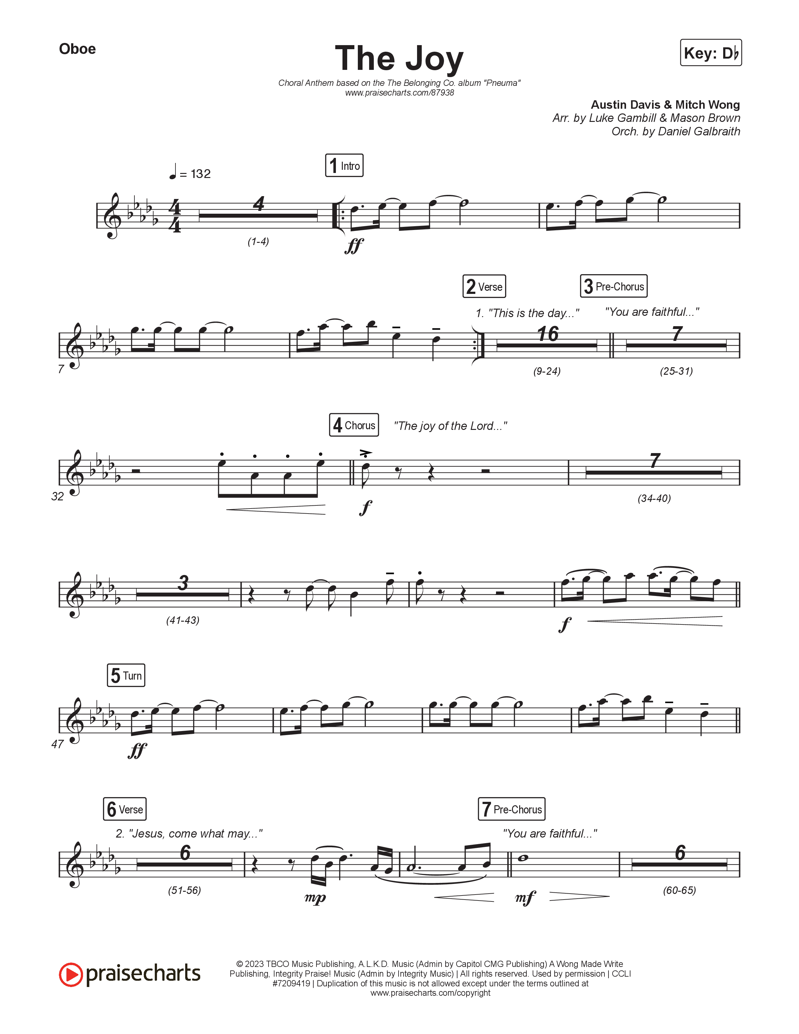 The Joy (Choral Anthem SATB) Oboe (The Belonging Co / Andrew Holt / Arr. Luke Gambill)