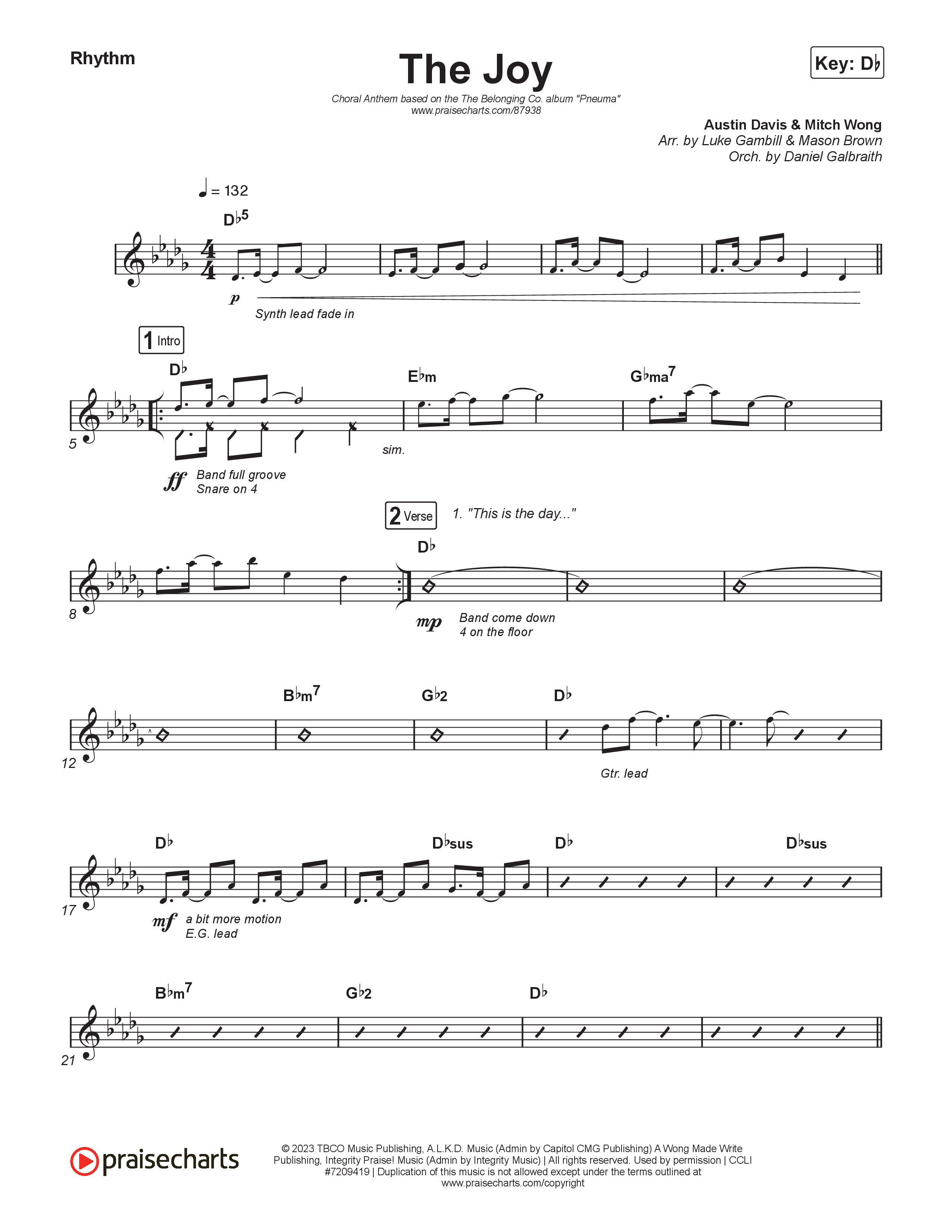 The Joy (Choral Anthem SATB) Rhythm Pack (The Belonging Co / Andrew Holt / Arr. Luke Gambill)