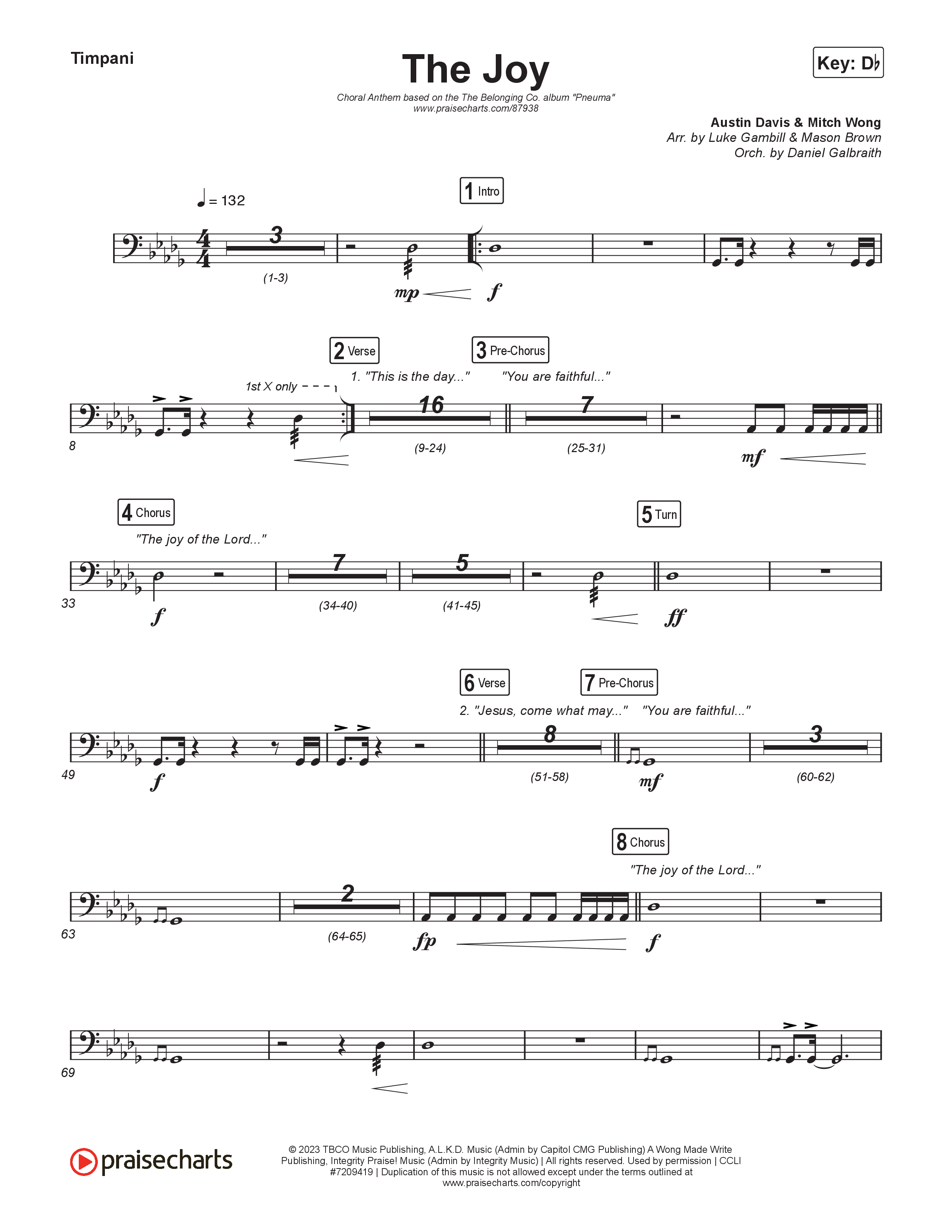 The Joy (Choral Anthem SATB) Timpani (The Belonging Co / Andrew Holt / Arr. Luke Gambill)