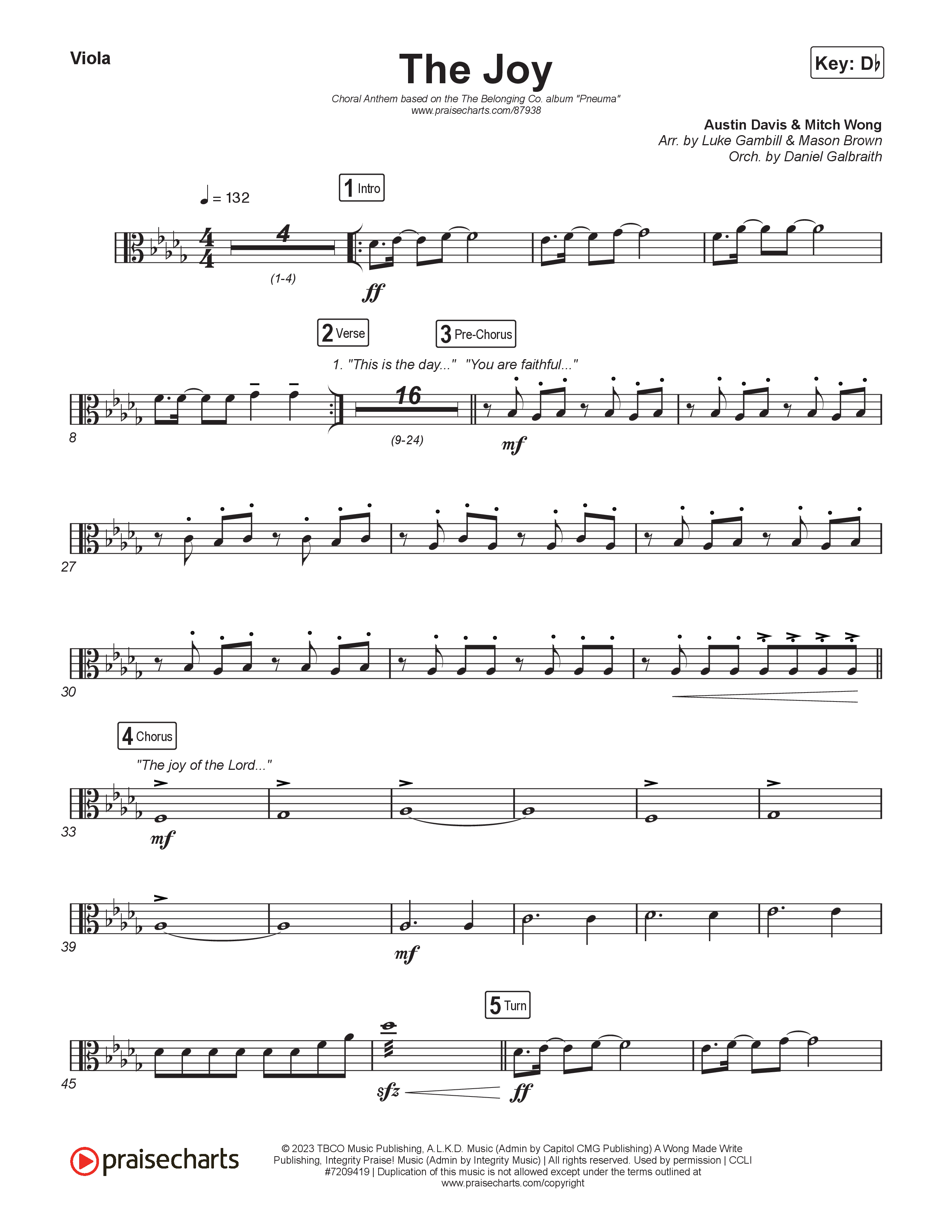 The Joy (Choral Anthem SATB) Viola (The Belonging Co / Andrew Holt / Arr. Luke Gambill)