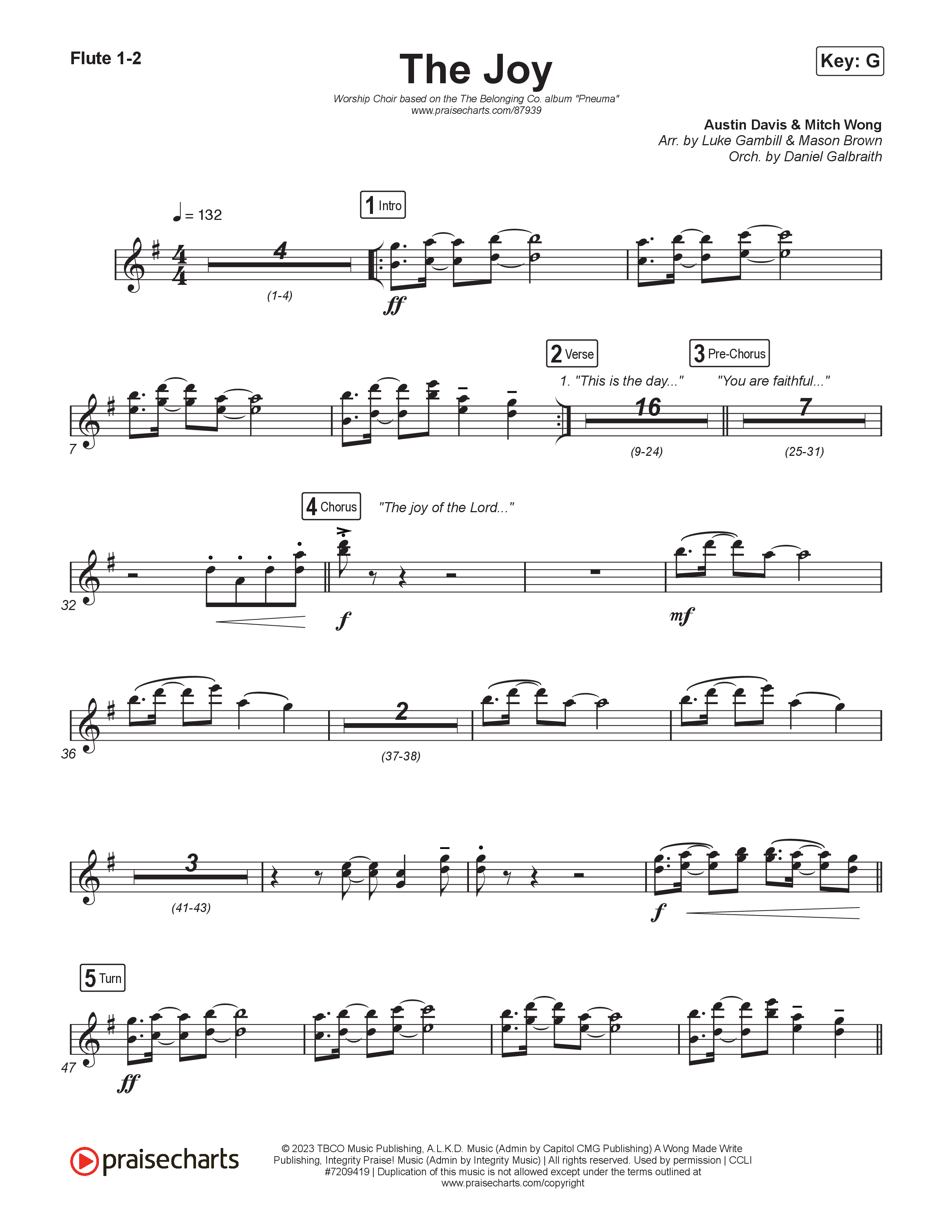 The Joy (Worship Choir/SAB) Flute 1/2 (The Belonging Co / Andrew Holt)