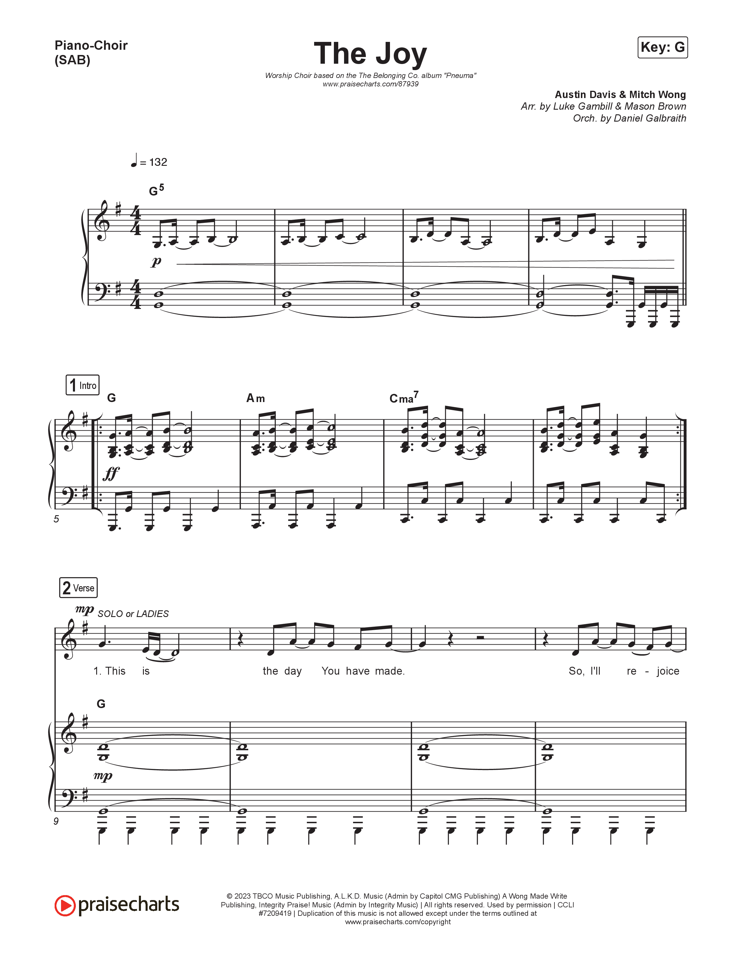 The Joy (Worship Choir/SAB) Piano/Choir (SAB) (The Belonging Co / Andrew Holt)