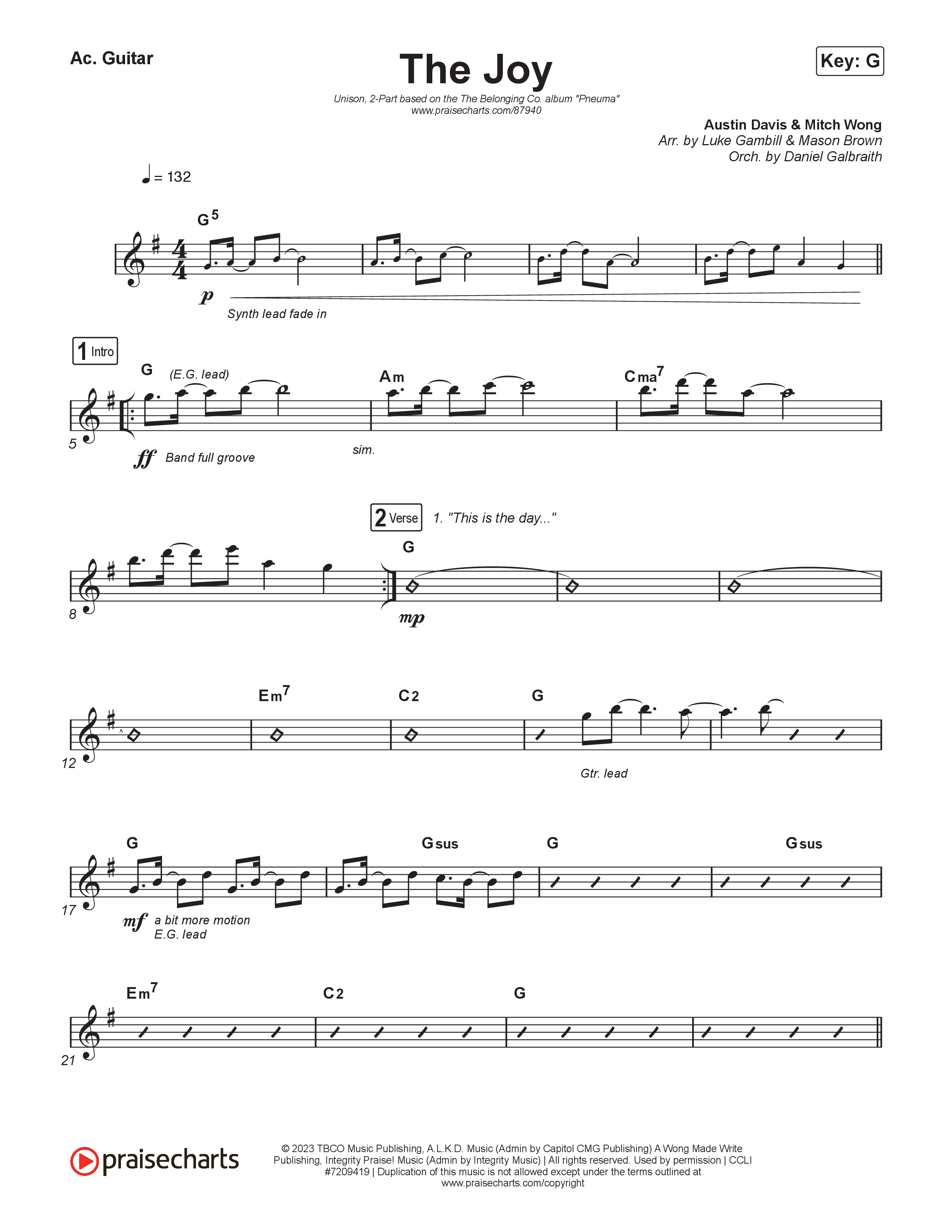 The Joy (Unison/2-Part) Acoustic Guitar (The Belonging Co / Andrew Holt)