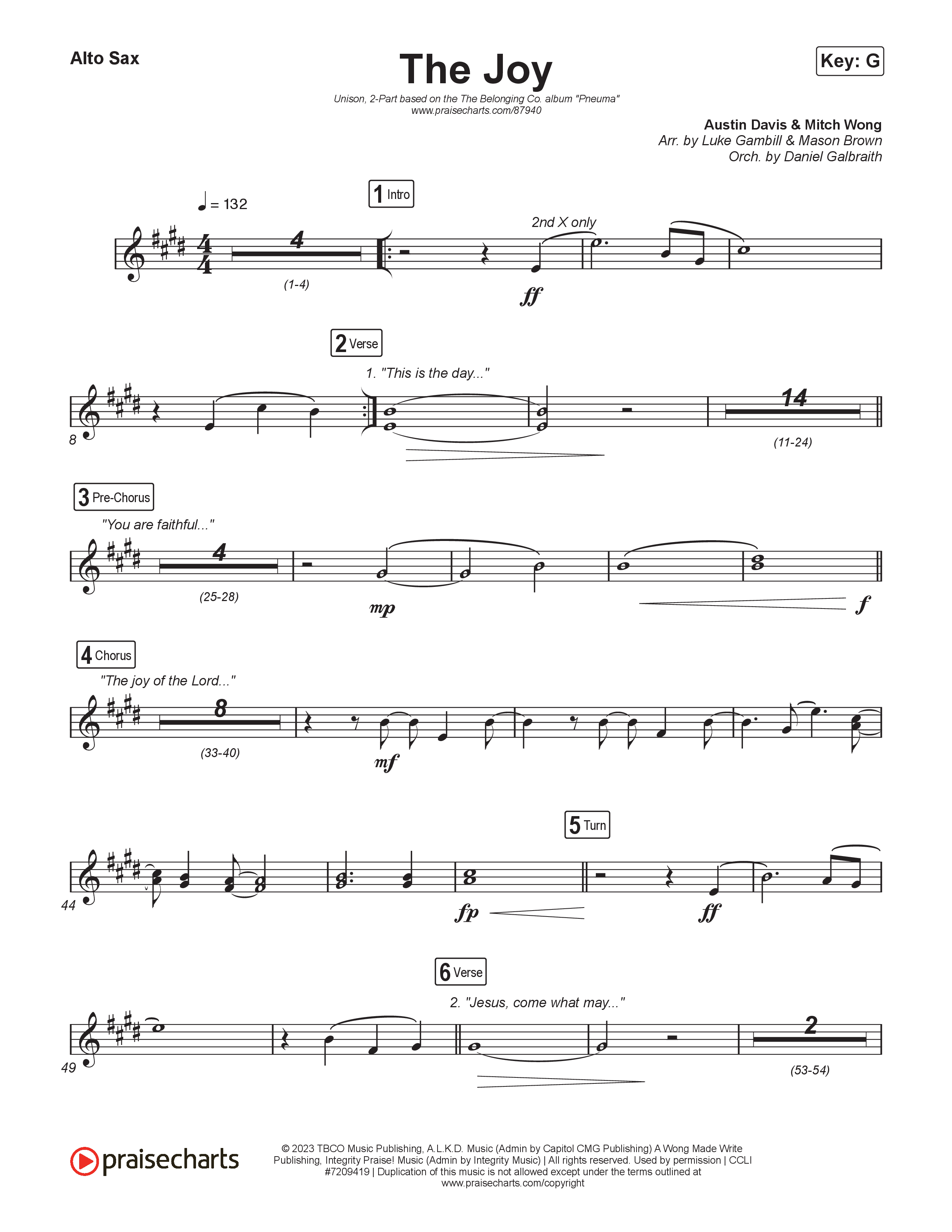 The Joy (Unison/2-Part) Sax Pack (The Belonging Co / Andrew Holt)