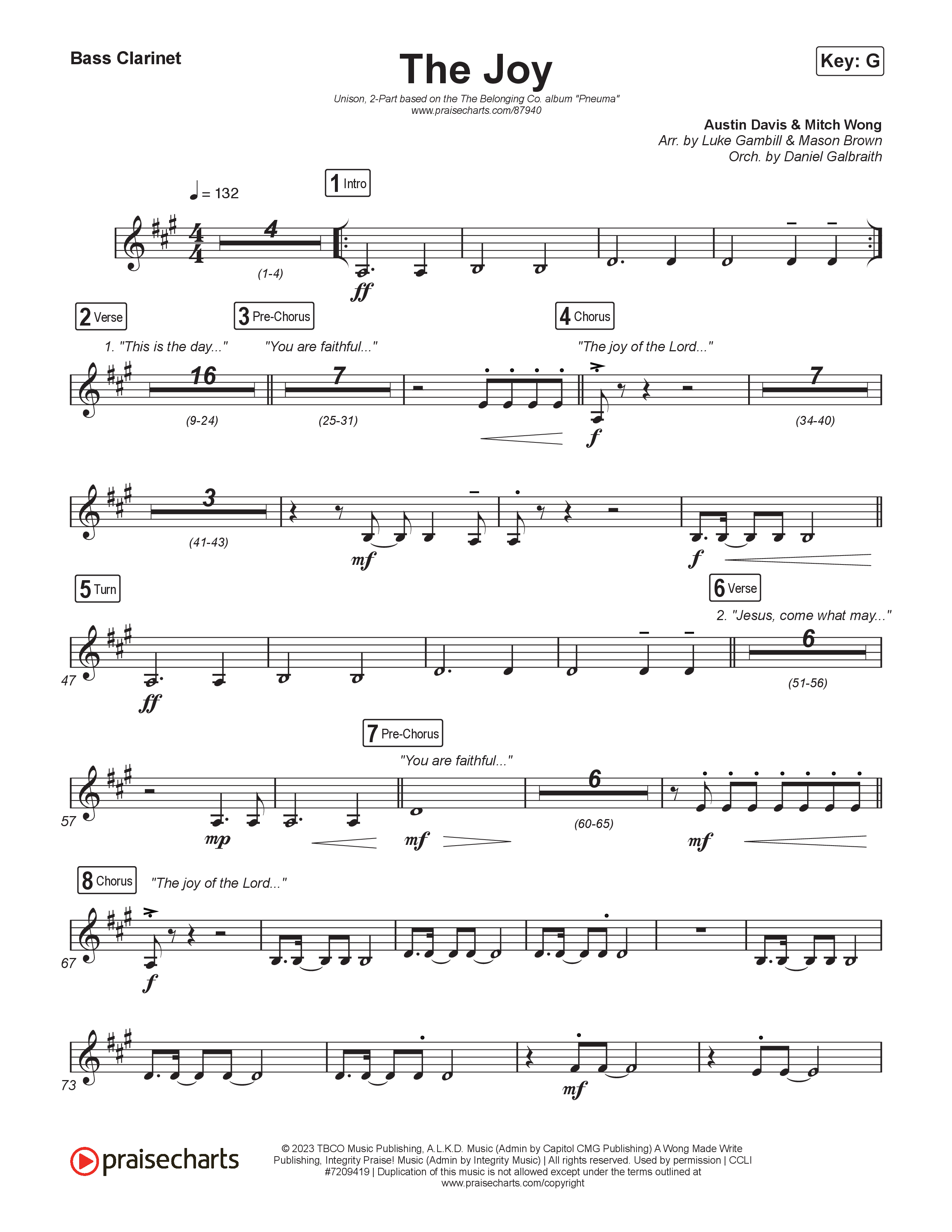 The Joy (Unison/2-Part) Bass Clarinet (The Belonging Co / Andrew Holt)