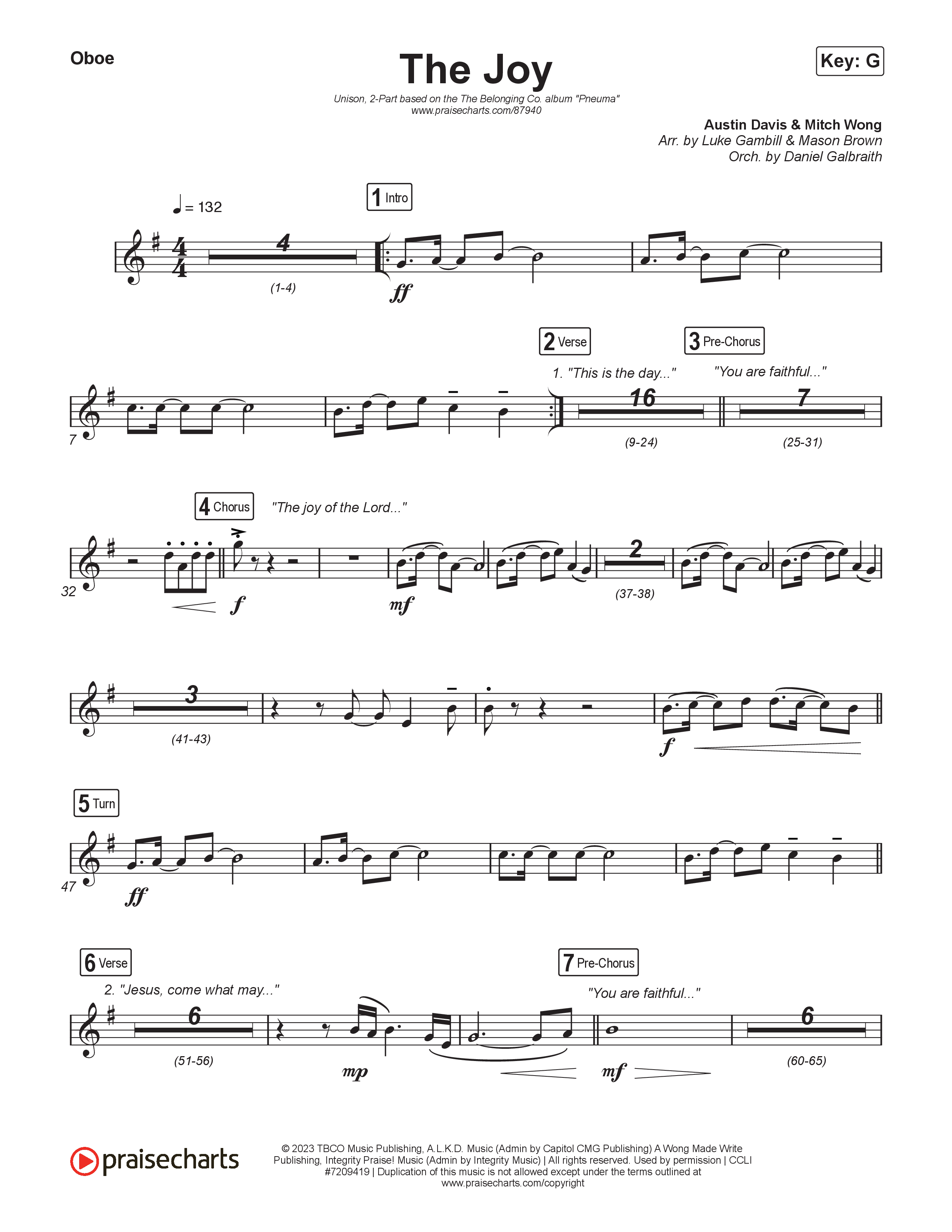 The Joy (Unison/2-Part) Oboe (The Belonging Co / Andrew Holt)