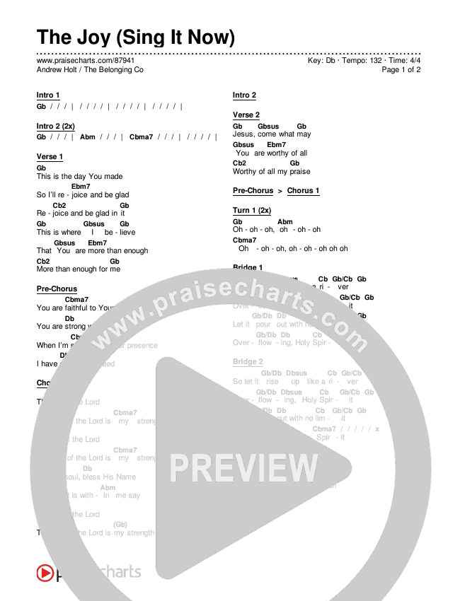 The Joy (Sing It Now) Chords & Lyrics (The Belonging Co / Andrew Holt / Arr. Luke Gambill)