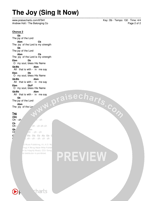 The Joy (Sing It Now) Chords & Lyrics (The Belonging Co / Andrew Holt / Arr. Luke Gambill)