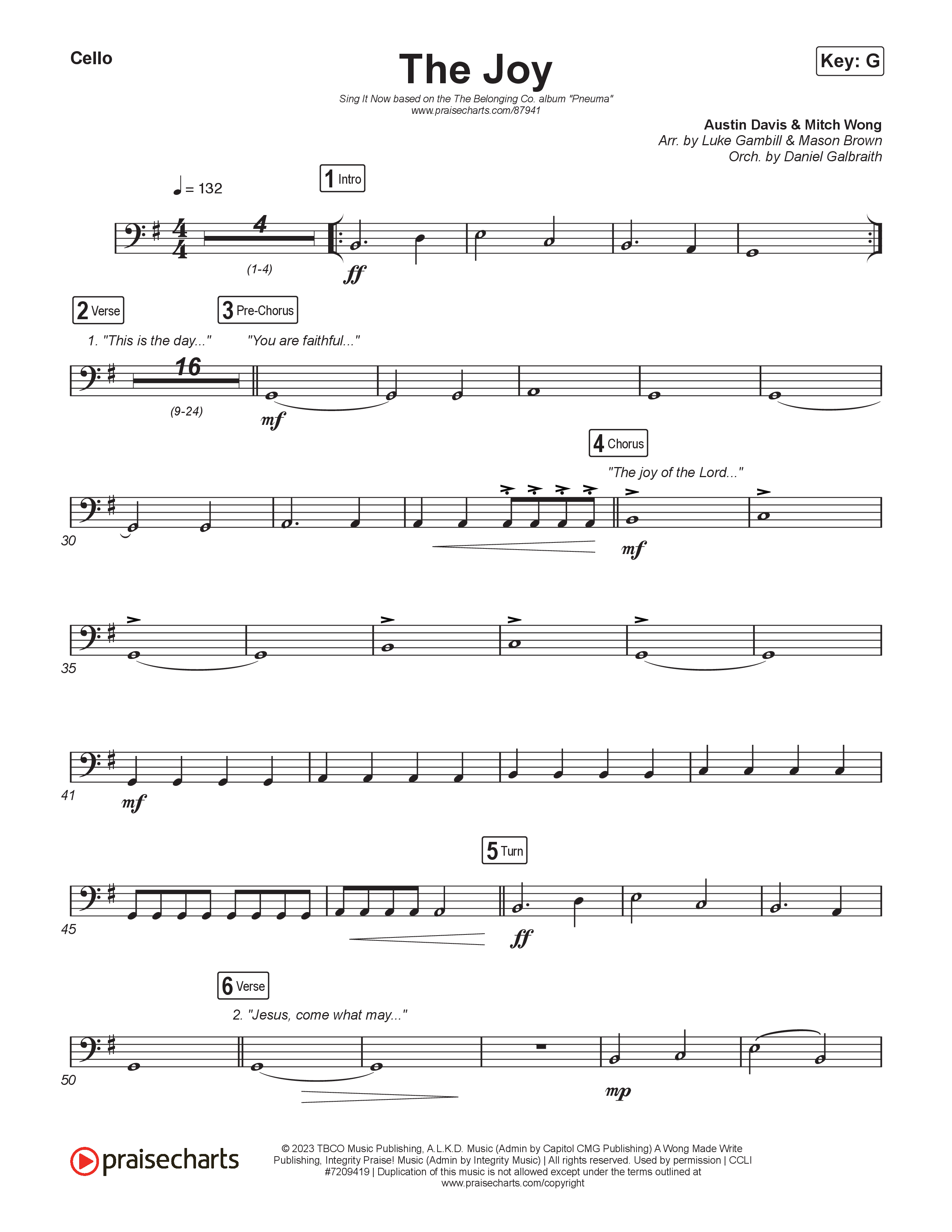 The Joy (Sing It Now) Cello (The Belonging Co / Andrew Holt / Arr. Luke Gambill)