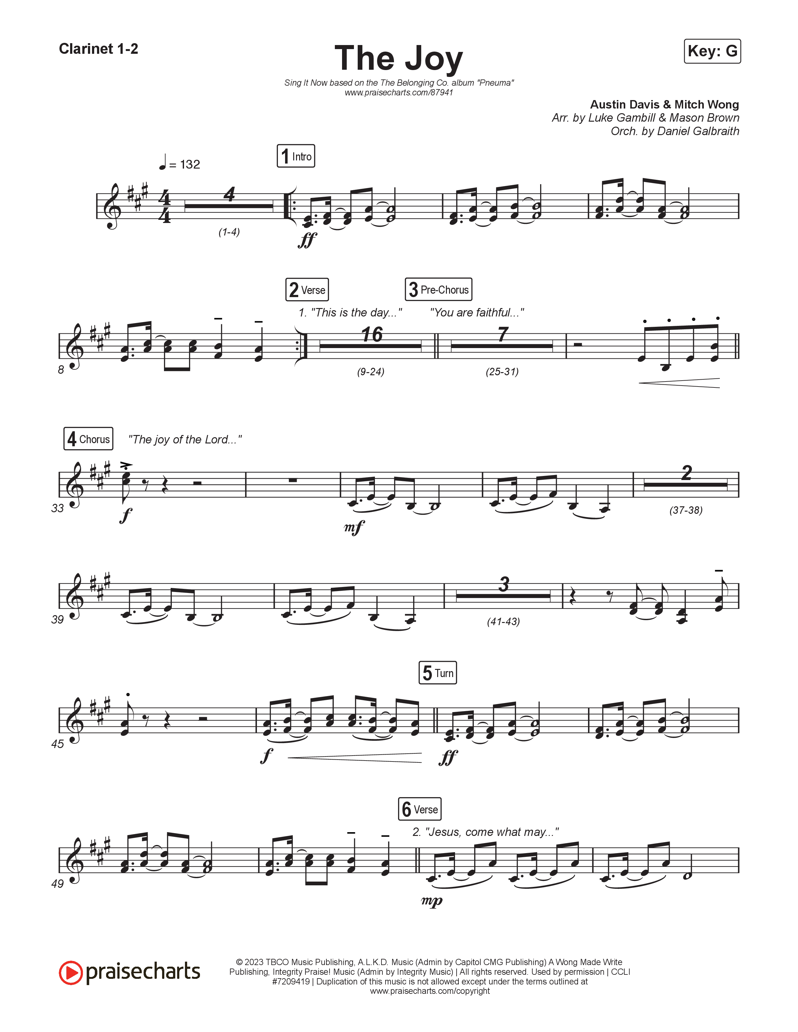 The Joy (Sing It Now) Clarinet 1/2 (The Belonging Co / Andrew Holt / Arr. Luke Gambill)