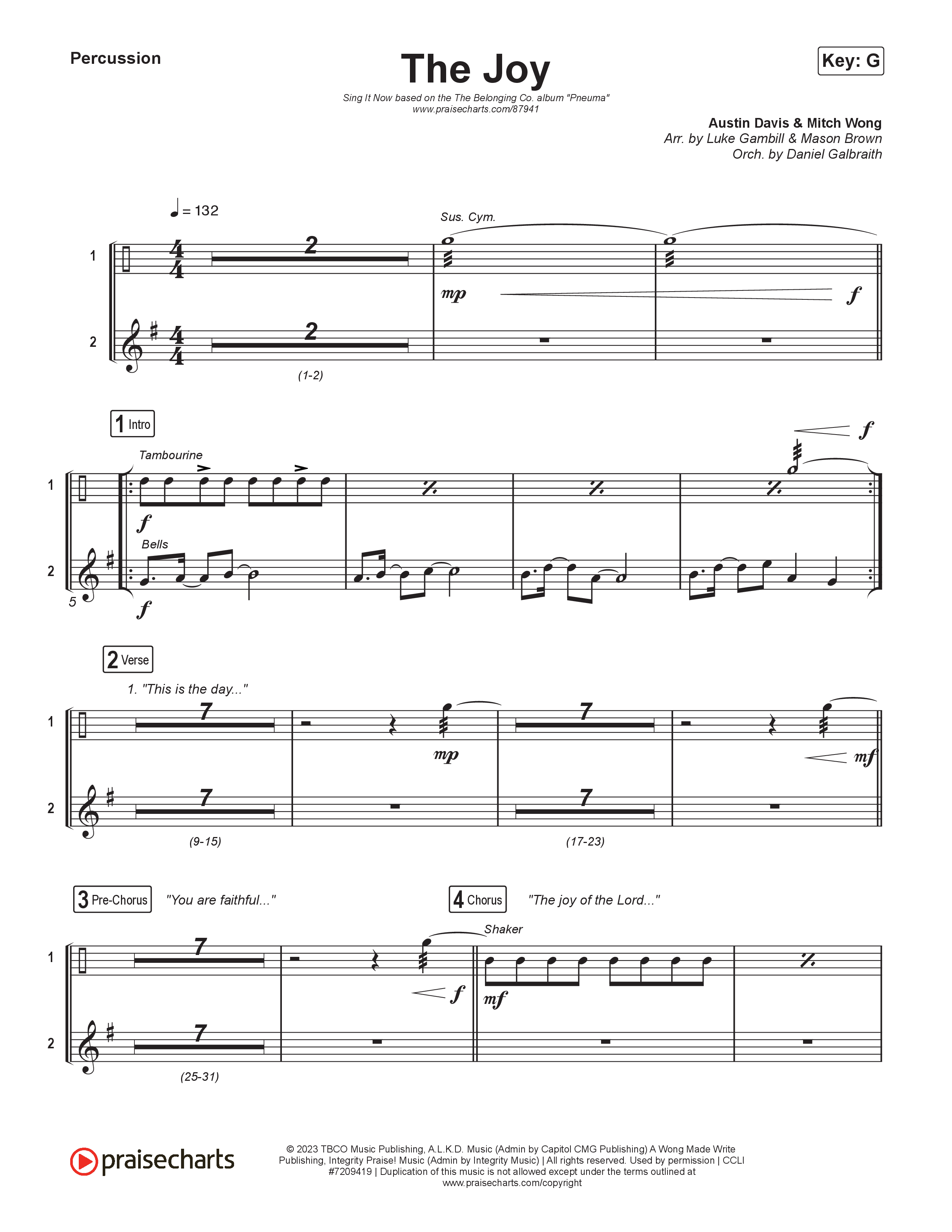 The Joy (Sing It Now) Percussion (The Belonging Co / Andrew Holt / Arr. Luke Gambill)