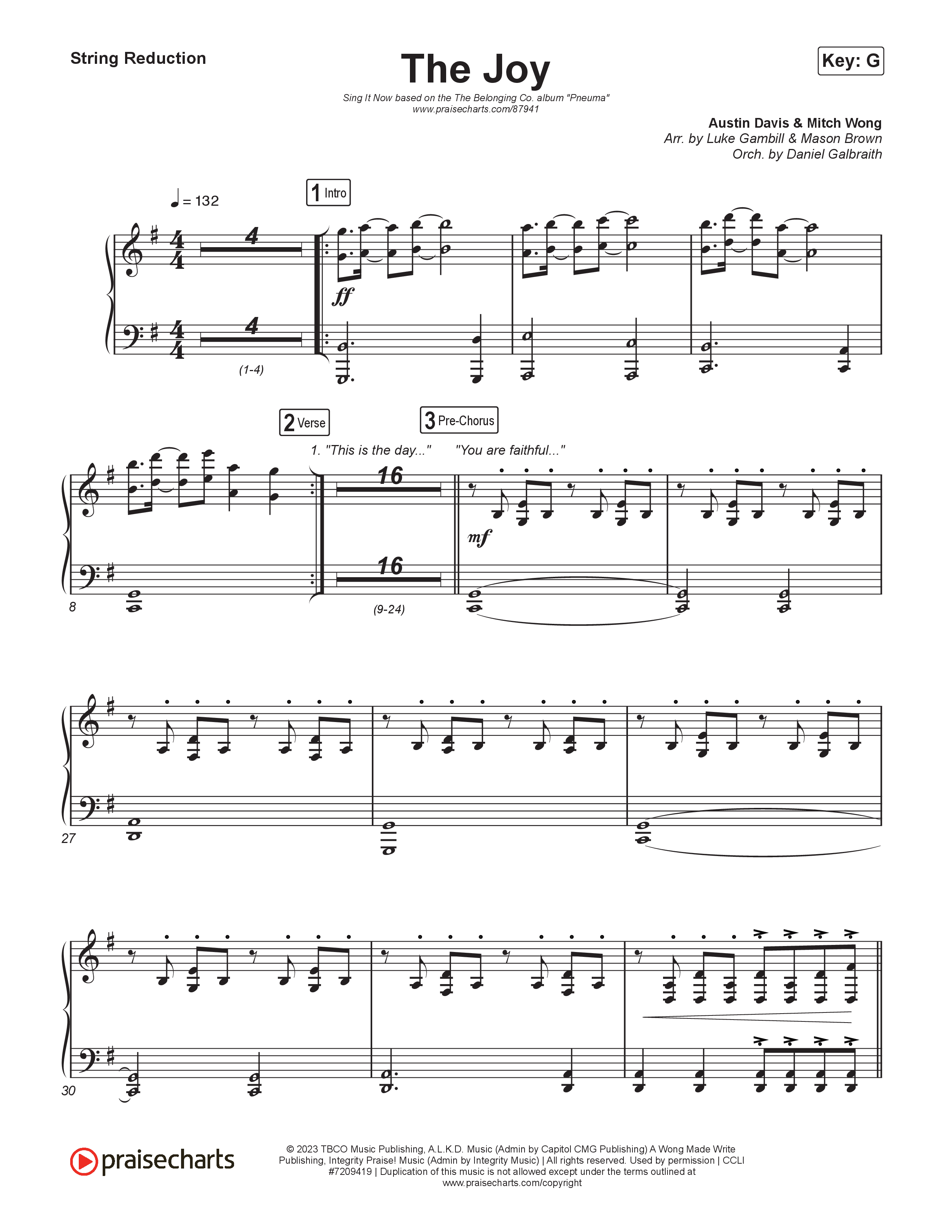 The Joy (Sing It Now) String Reduction (The Belonging Co / Andrew Holt / Arr. Luke Gambill)