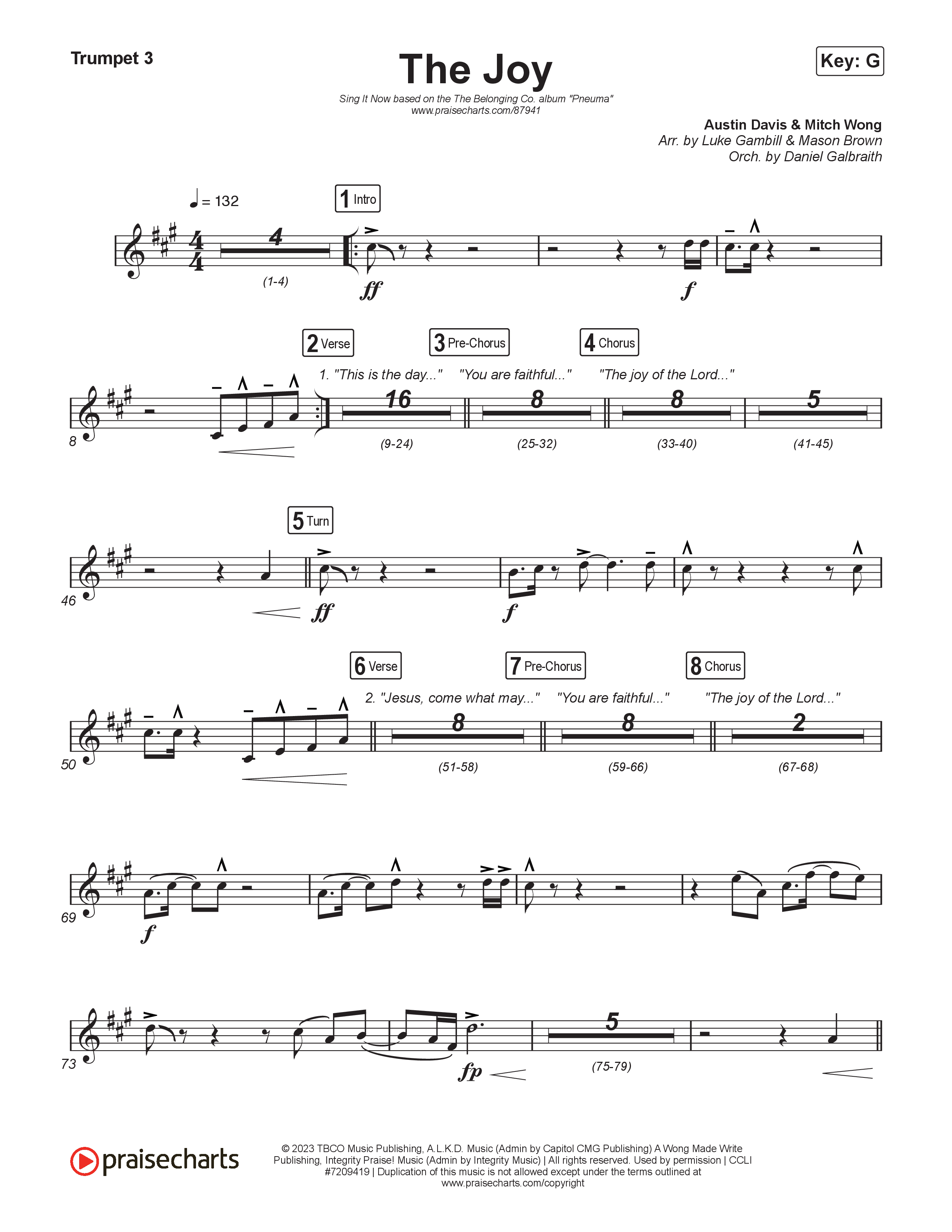 The Joy (Sing It Now) Trumpet 3 (The Belonging Co / Andrew Holt / Arr. Luke Gambill)