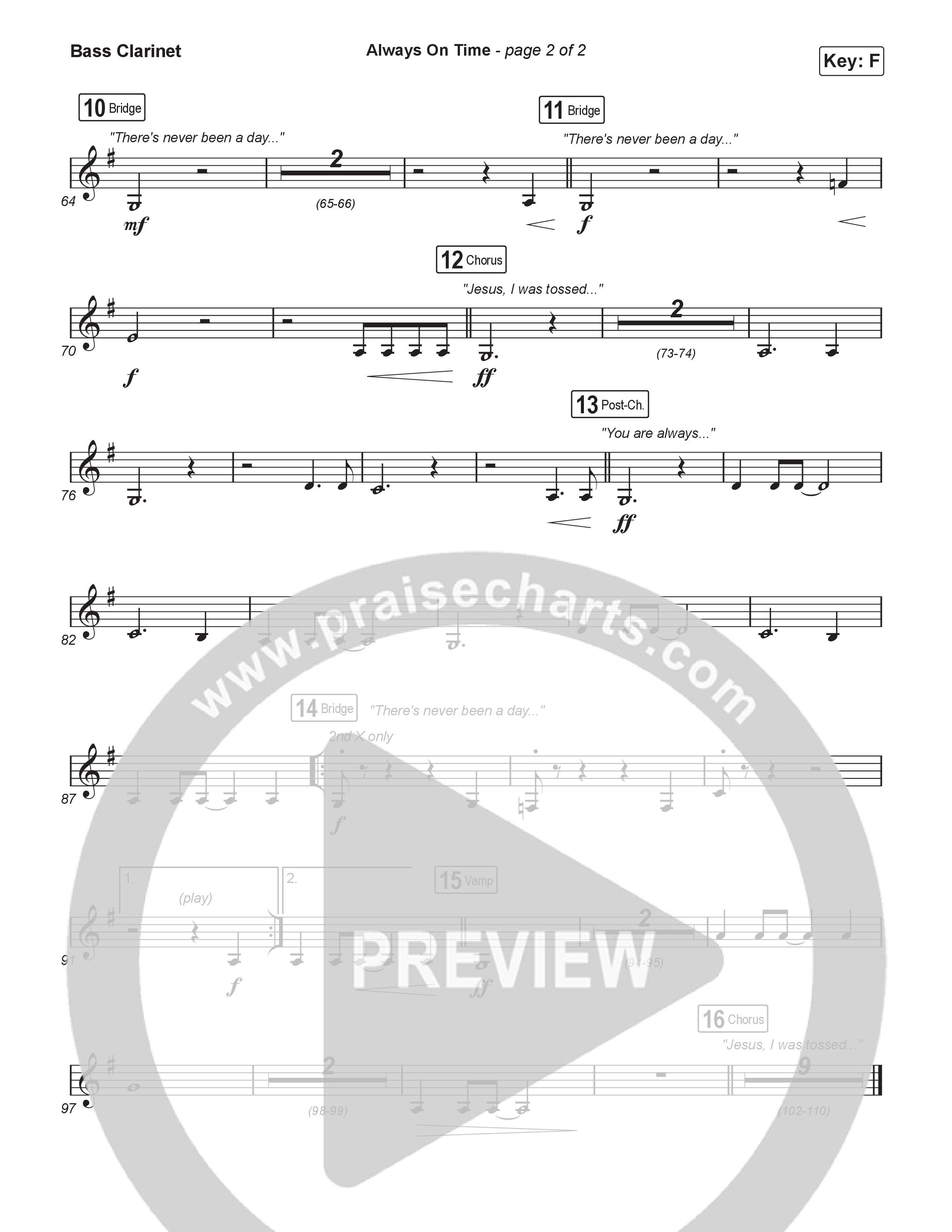 Always On Time (Choral Anthem SATB) Bass Clarinet (Elevation Worship / Bella Cordero / Arr. Luke Gambill)