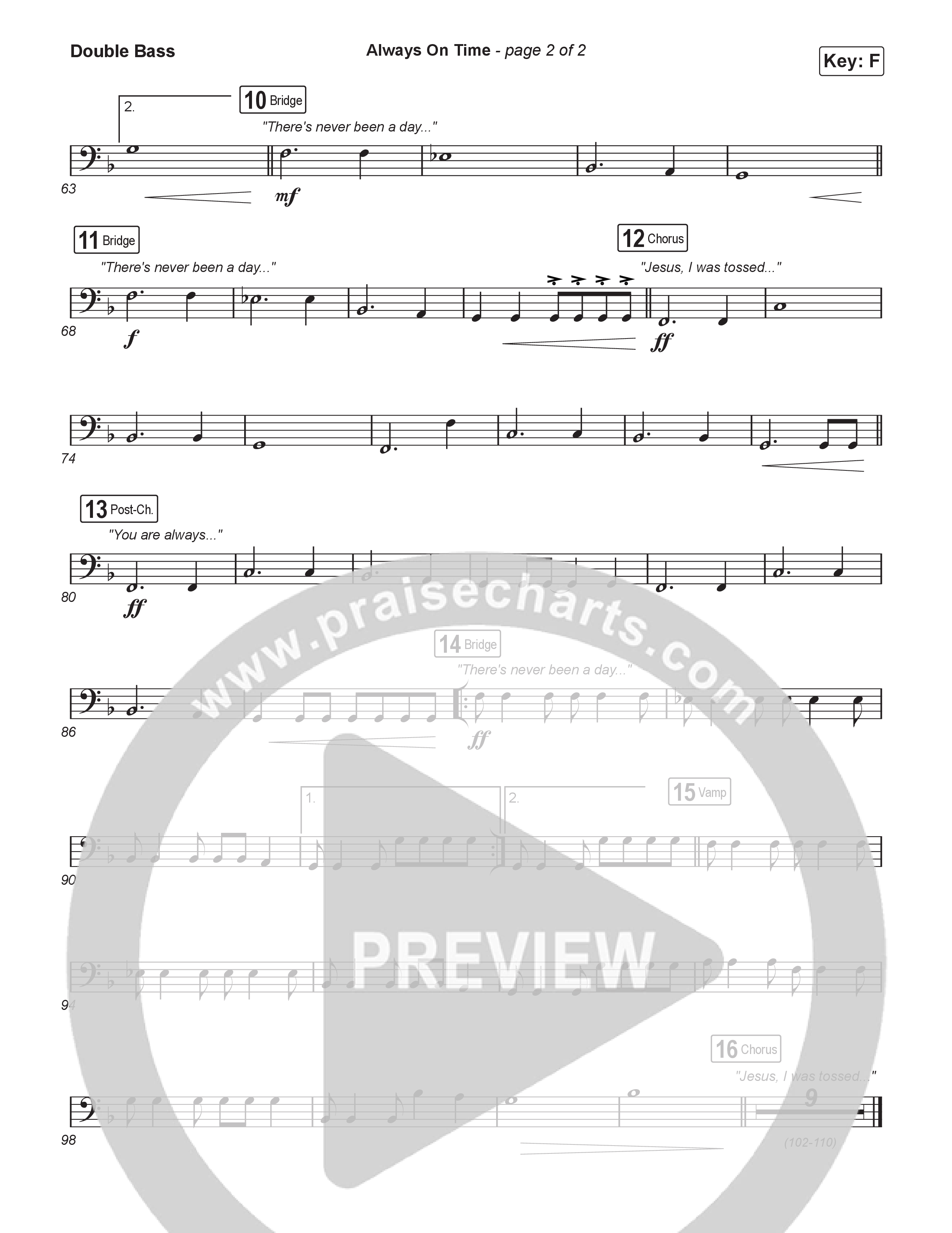 Always On Time (Choral Anthem SATB) String Bass (Elevation Worship / Bella Cordero / Arr. Luke Gambill)