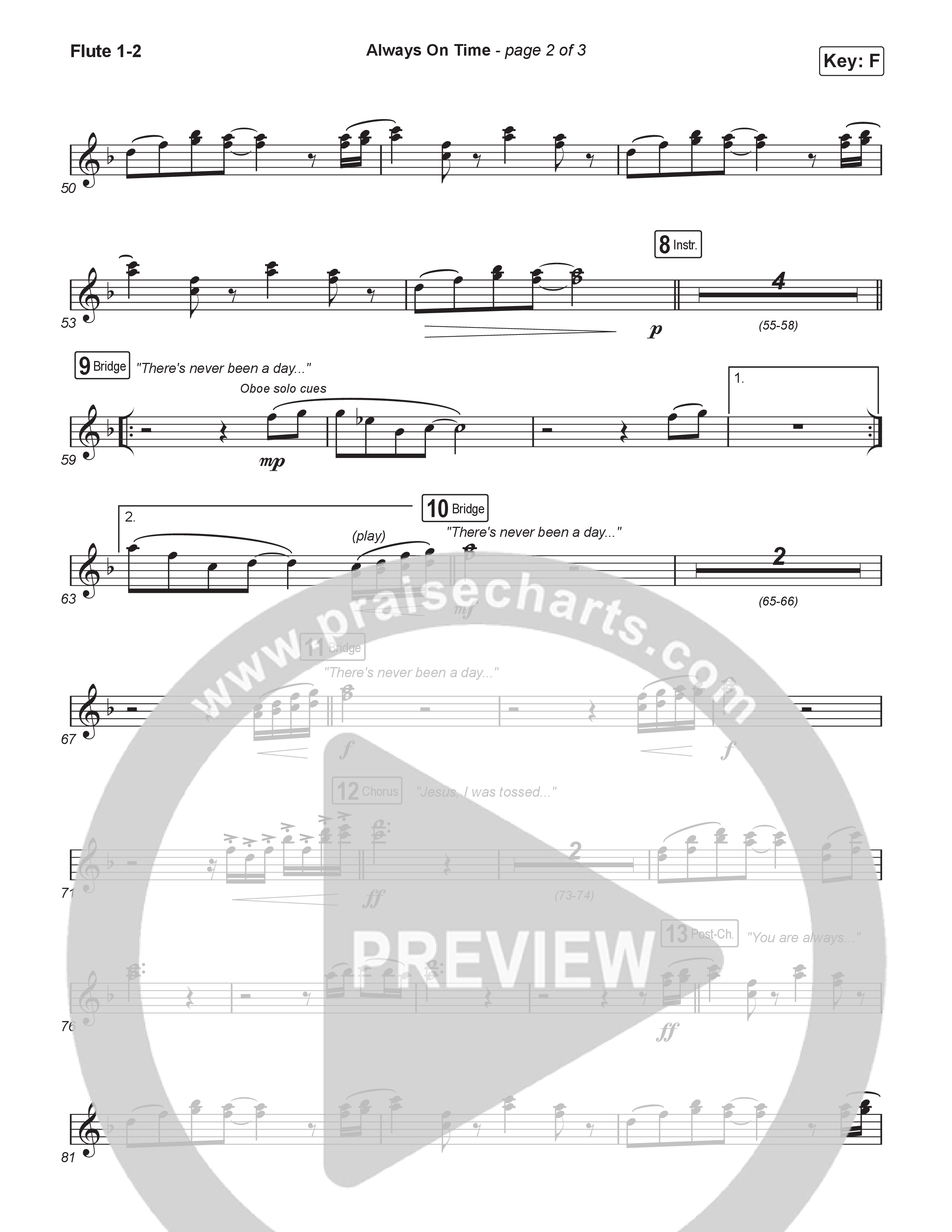 Always On Time (Choral Anthem SATB) Flute 1,2 (Elevation Worship / Bella Cordero / Arr. Luke Gambill)