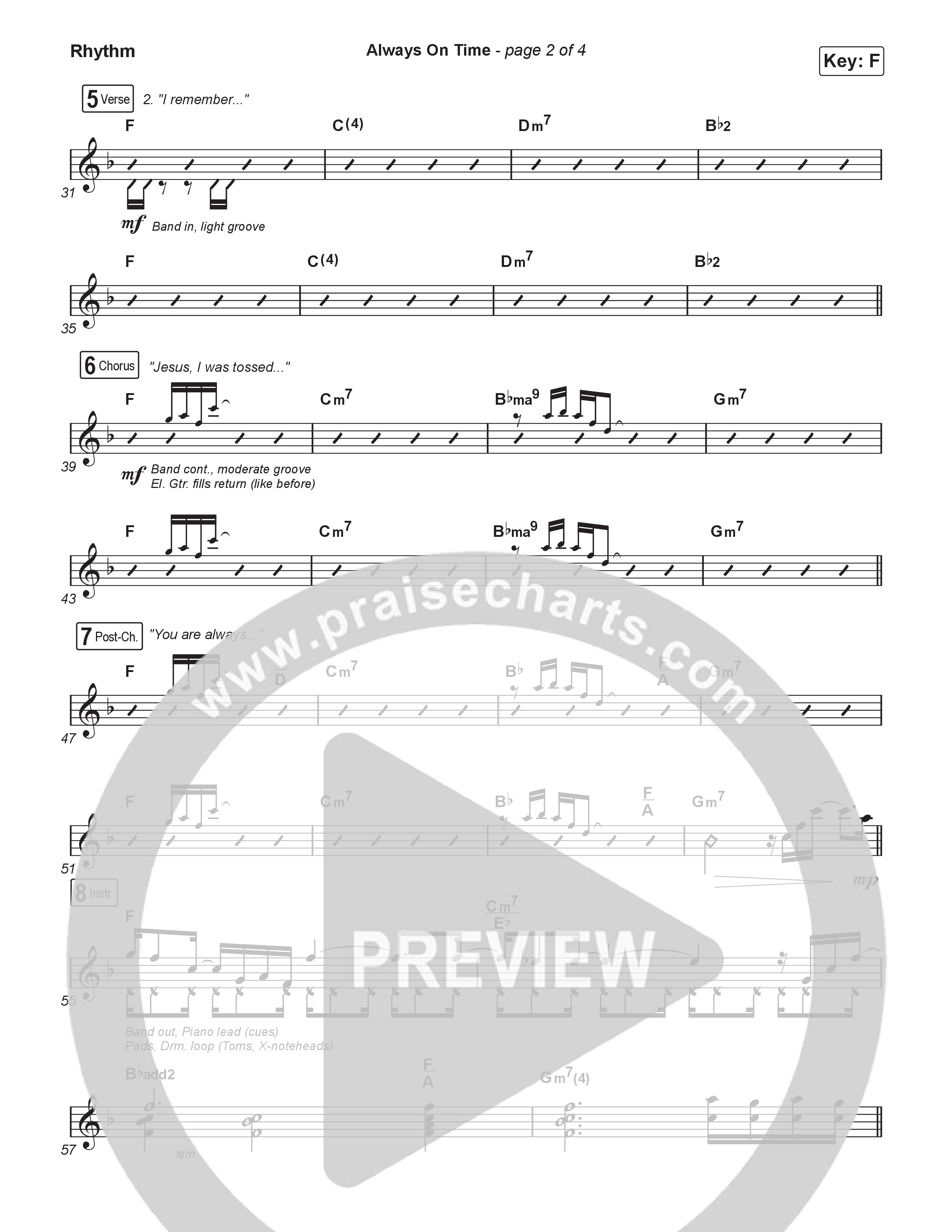 Always On Time (Choral Anthem SATB) Rhythm Chart (Elevation Worship / Bella Cordero / Arr. Luke Gambill)