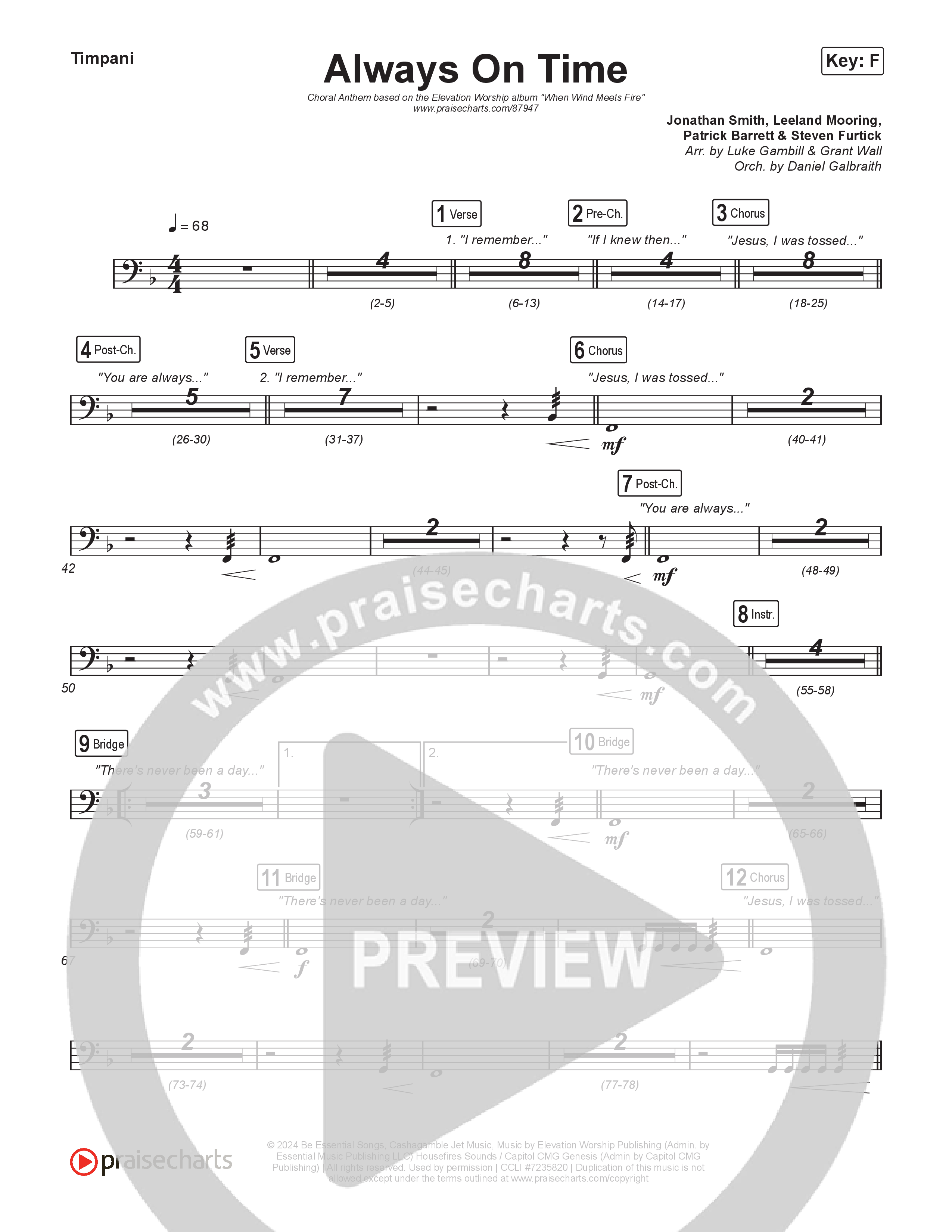 Always On Time (Choral Anthem SATB) Timpani (Elevation Worship / Bella Cordero / Arr. Luke Gambill)