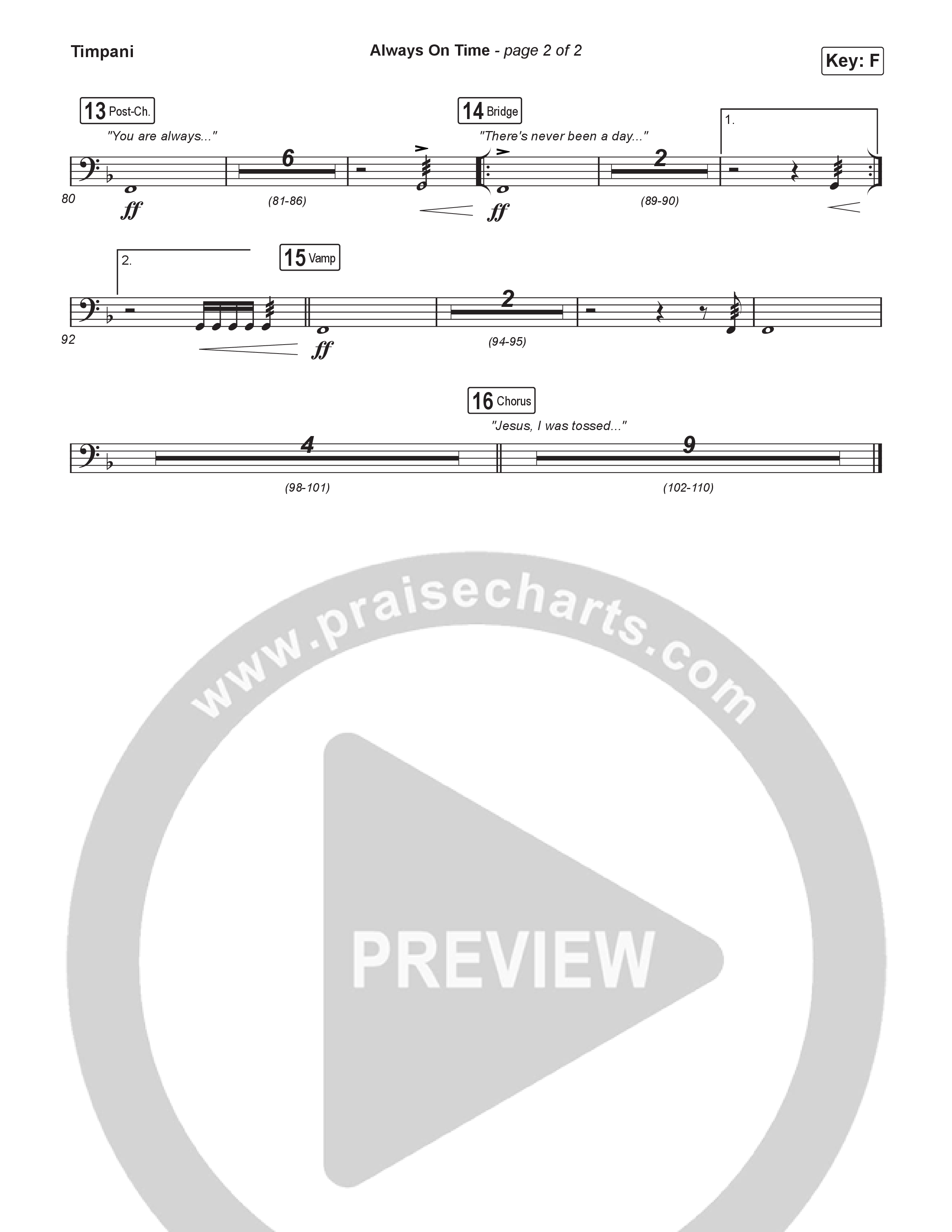 Always On Time (Choral Anthem SATB) Timpani (Elevation Worship / Bella Cordero / Arr. Luke Gambill)