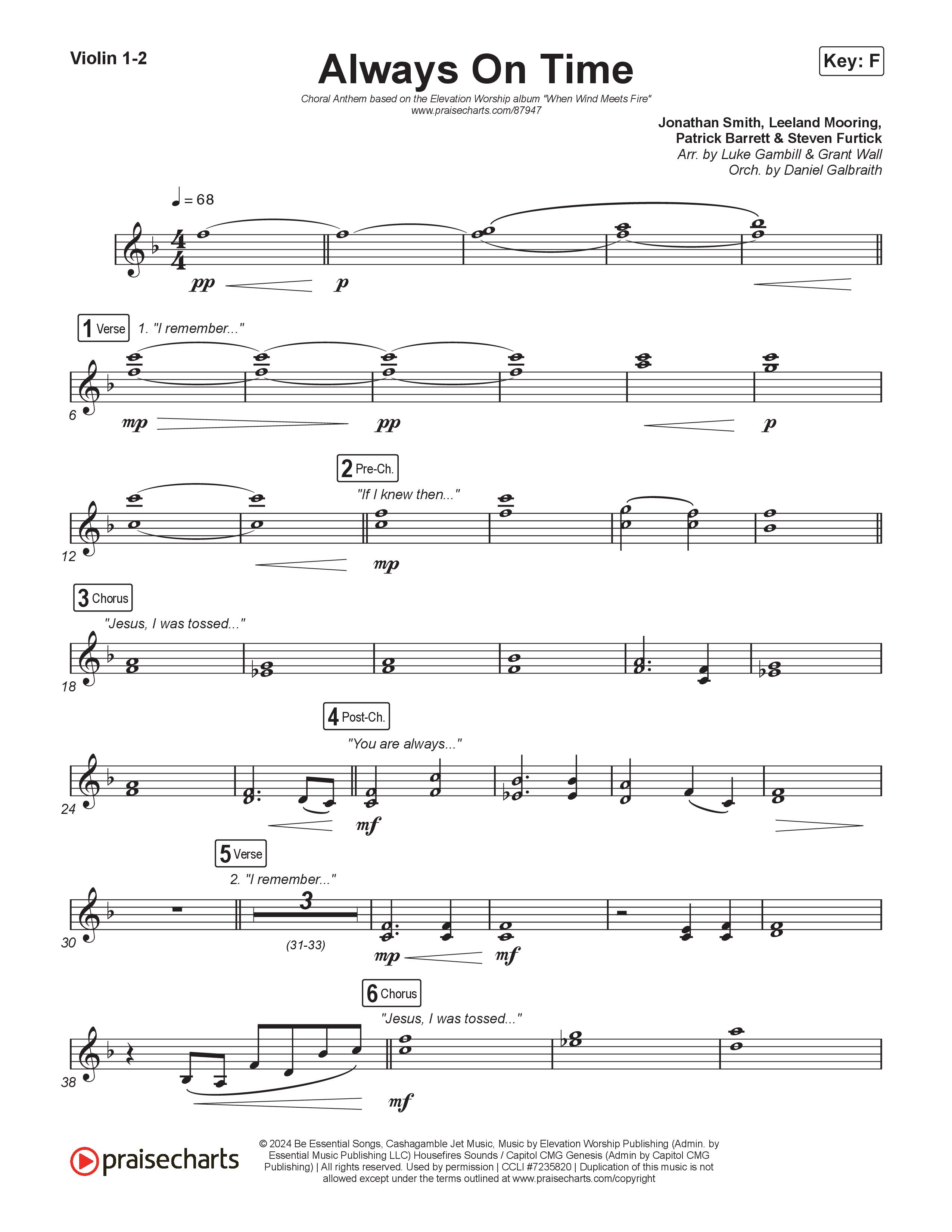 Always On Time (Choral Anthem SATB) String Pack (Elevation Worship / Bella Cordero / Arr. Luke Gambill)