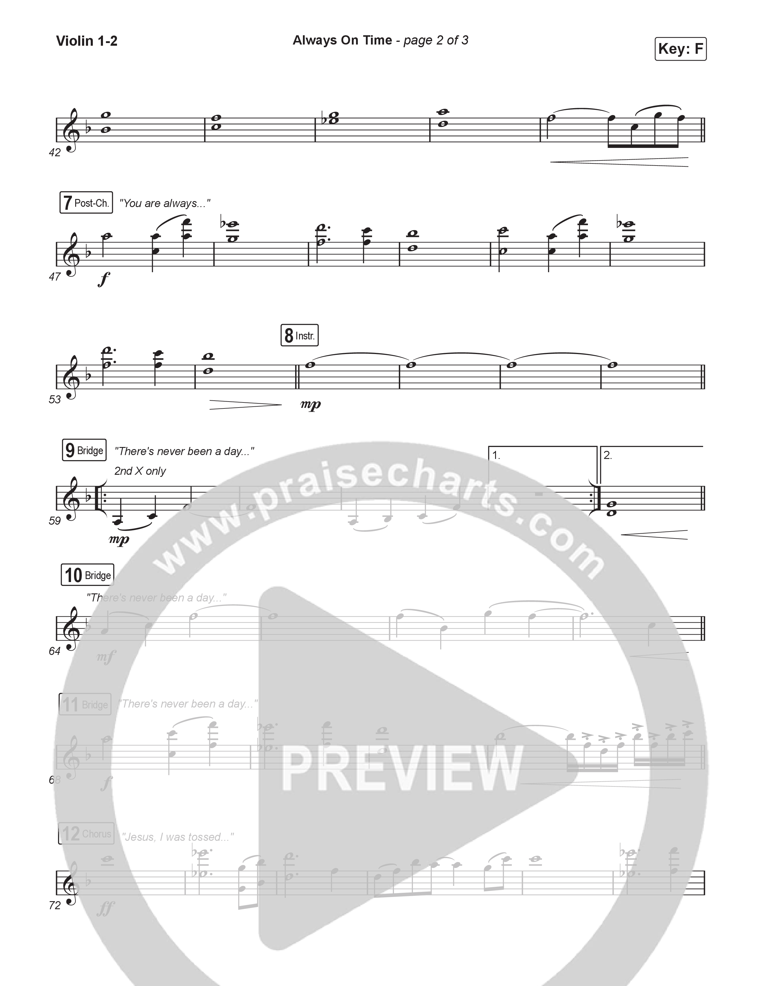 Always On Time (Choral Anthem SATB) String Pack (Elevation Worship / Bella Cordero / Arr. Luke Gambill)