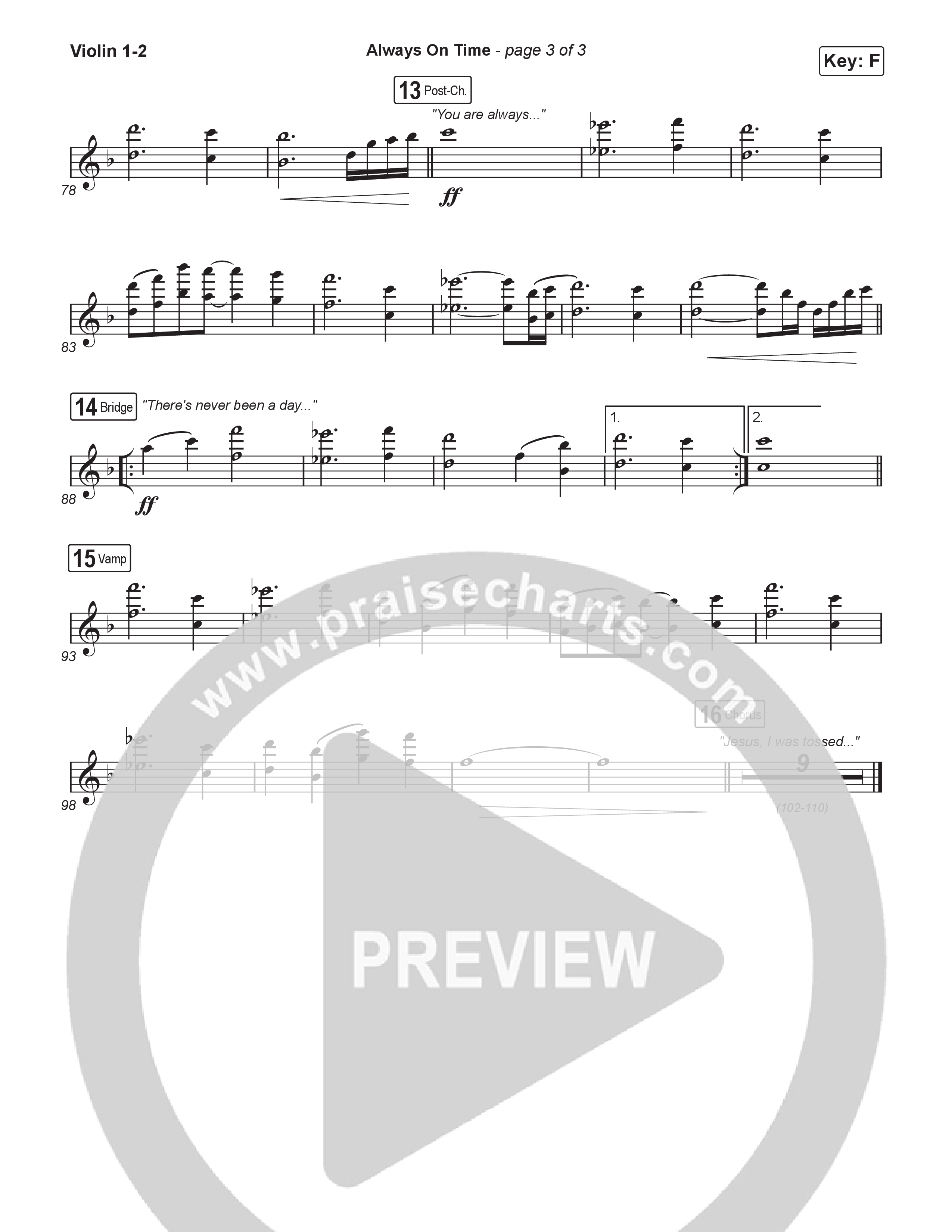 Always On Time (Choral Anthem SATB) String Pack (Elevation Worship / Bella Cordero / Arr. Luke Gambill)