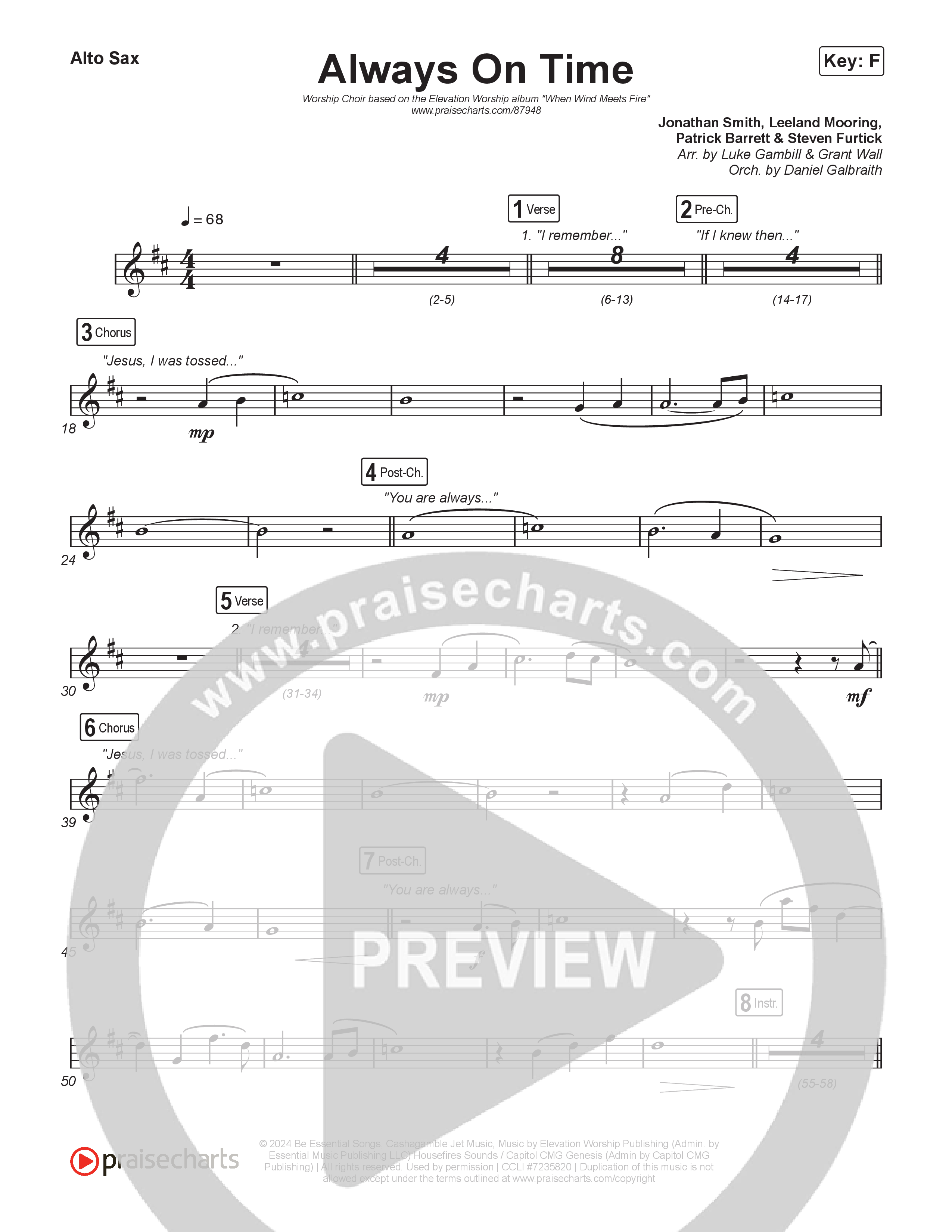 Always On Time (Worship Choir/SAB) Sax Pack (Elevation Worship / Bella Cordero / Arr. Luke Gambill)