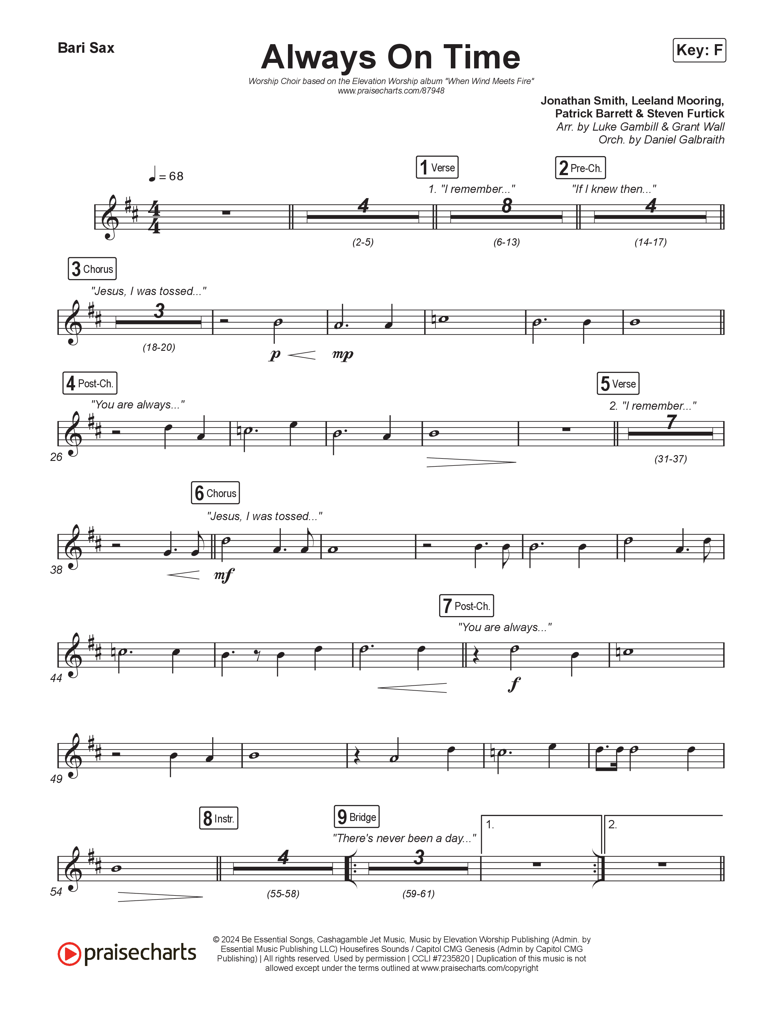 Always On Time (Worship Choir/SAB) Bari Sax (Elevation Worship / Bella Cordero / Arr. Luke Gambill)