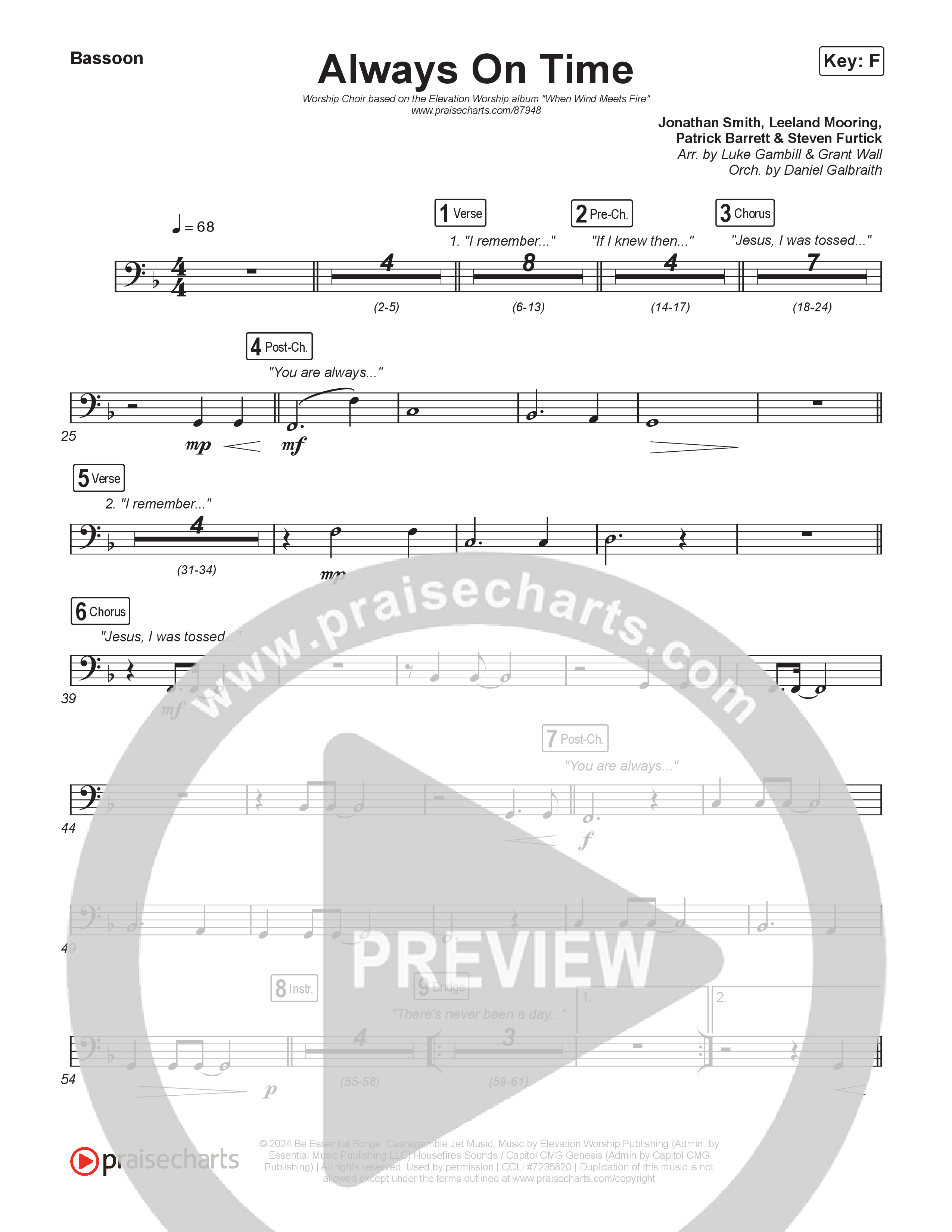 Always On Time (Worship Choir/SAB) Bassoon (Elevation Worship / Bella Cordero / Arr. Luke Gambill)