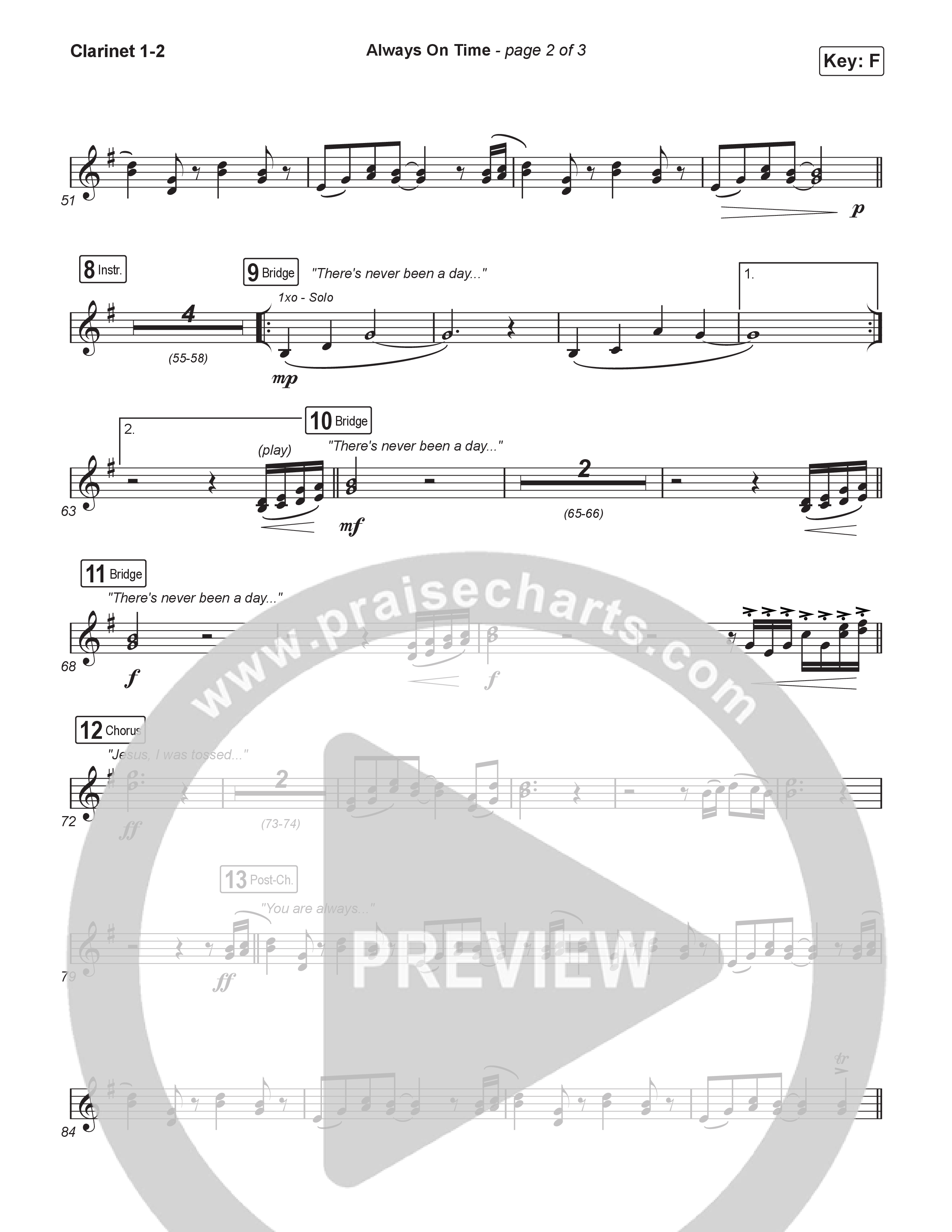 Always On Time (Worship Choir/SAB) Clarinet 1/2 (Elevation Worship / Bella Cordero / Arr. Luke Gambill)