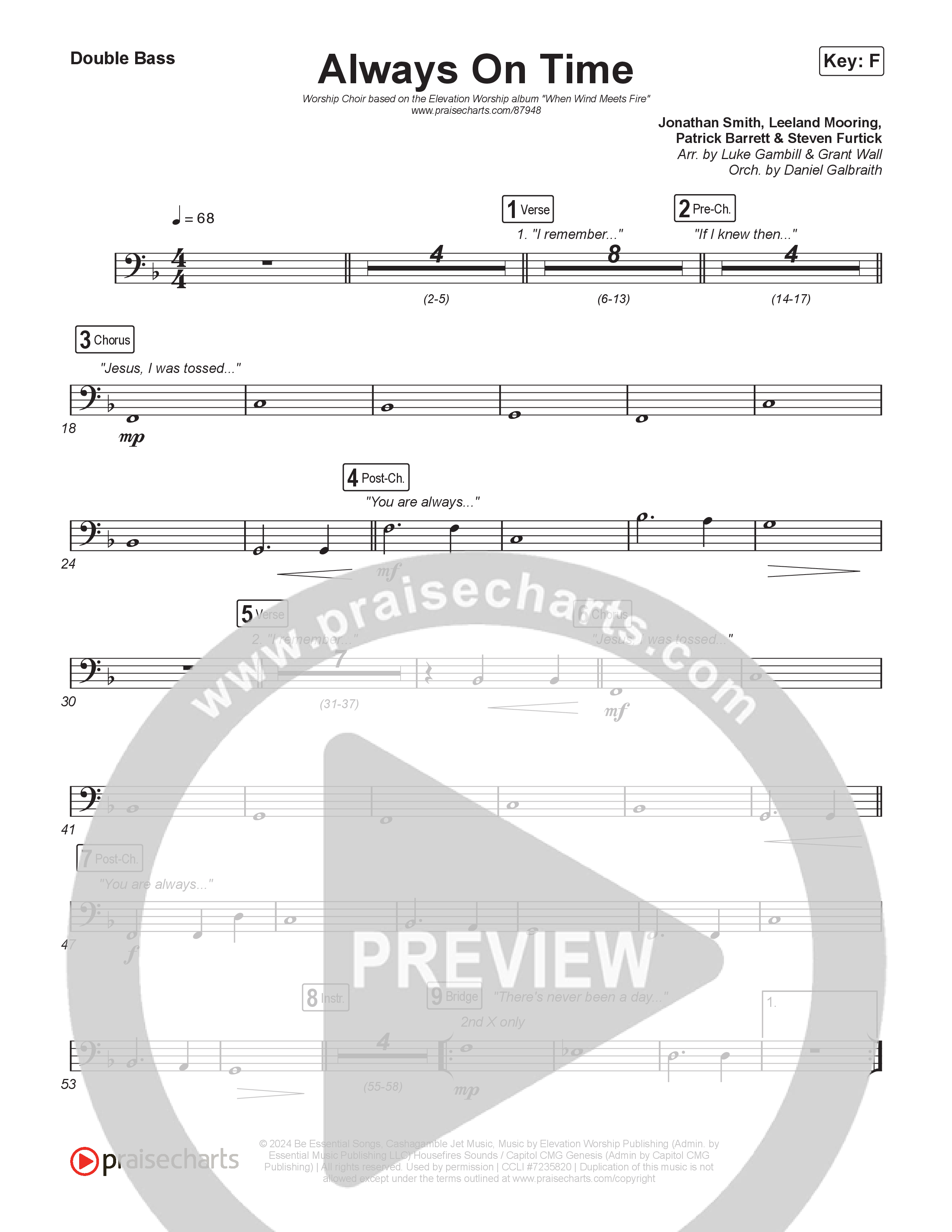 Always On Time (Worship Choir/SAB) Double Bass (Elevation Worship / Bella Cordero / Arr. Luke Gambill)