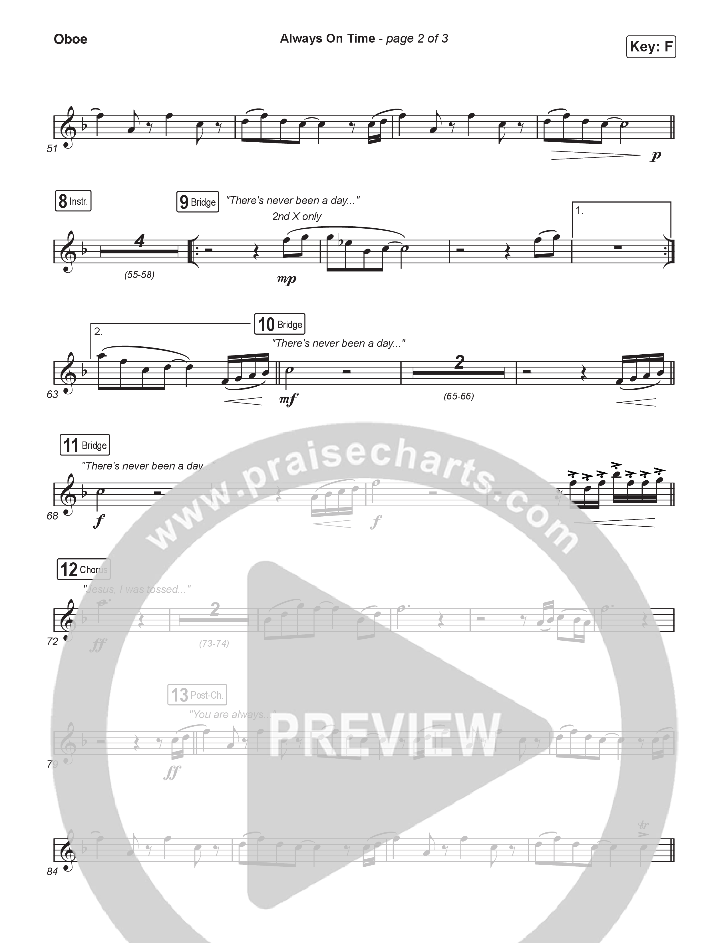 Always On Time (Worship Choir/SAB) Oboe (Elevation Worship / Bella Cordero / Arr. Luke Gambill)