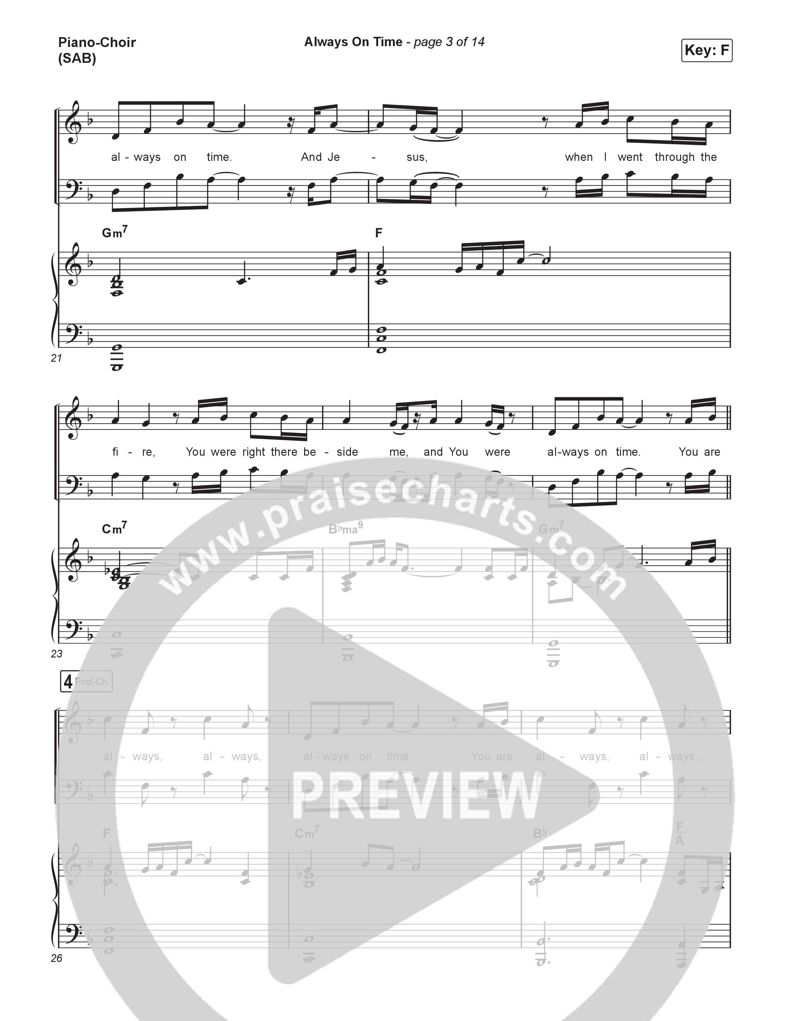 Always On Time (Worship Choir/SAB) Piano/Choir (SAB) (Elevation Worship / Bella Cordero / Arr. Luke Gambill)