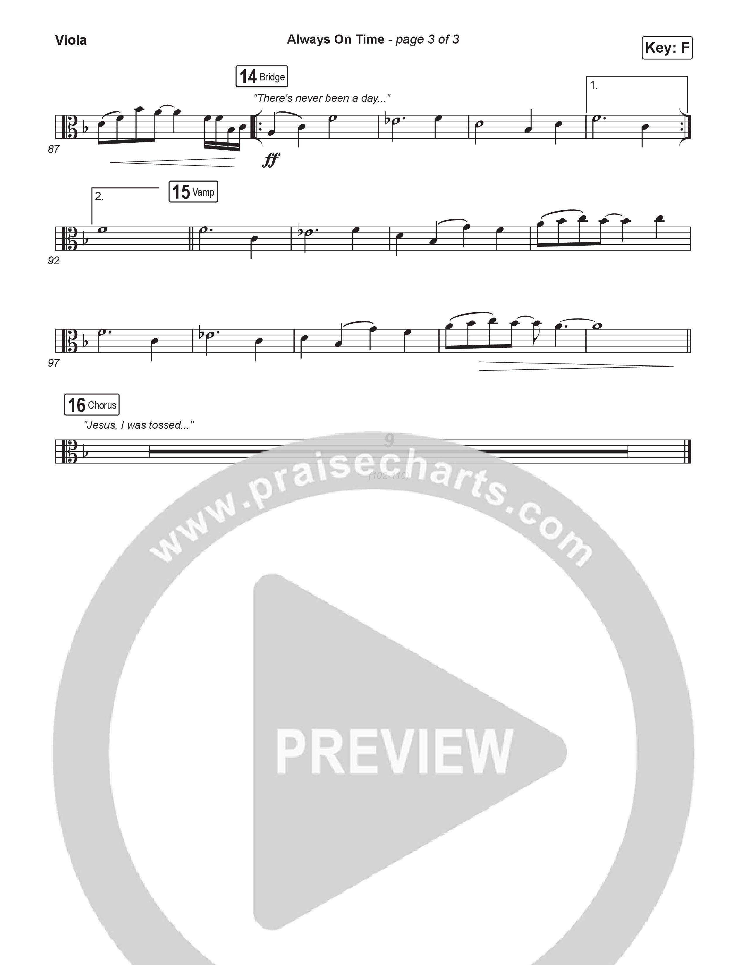 Always On Time (Worship Choir/SAB) Viola (Elevation Worship / Bella Cordero / Arr. Luke Gambill)