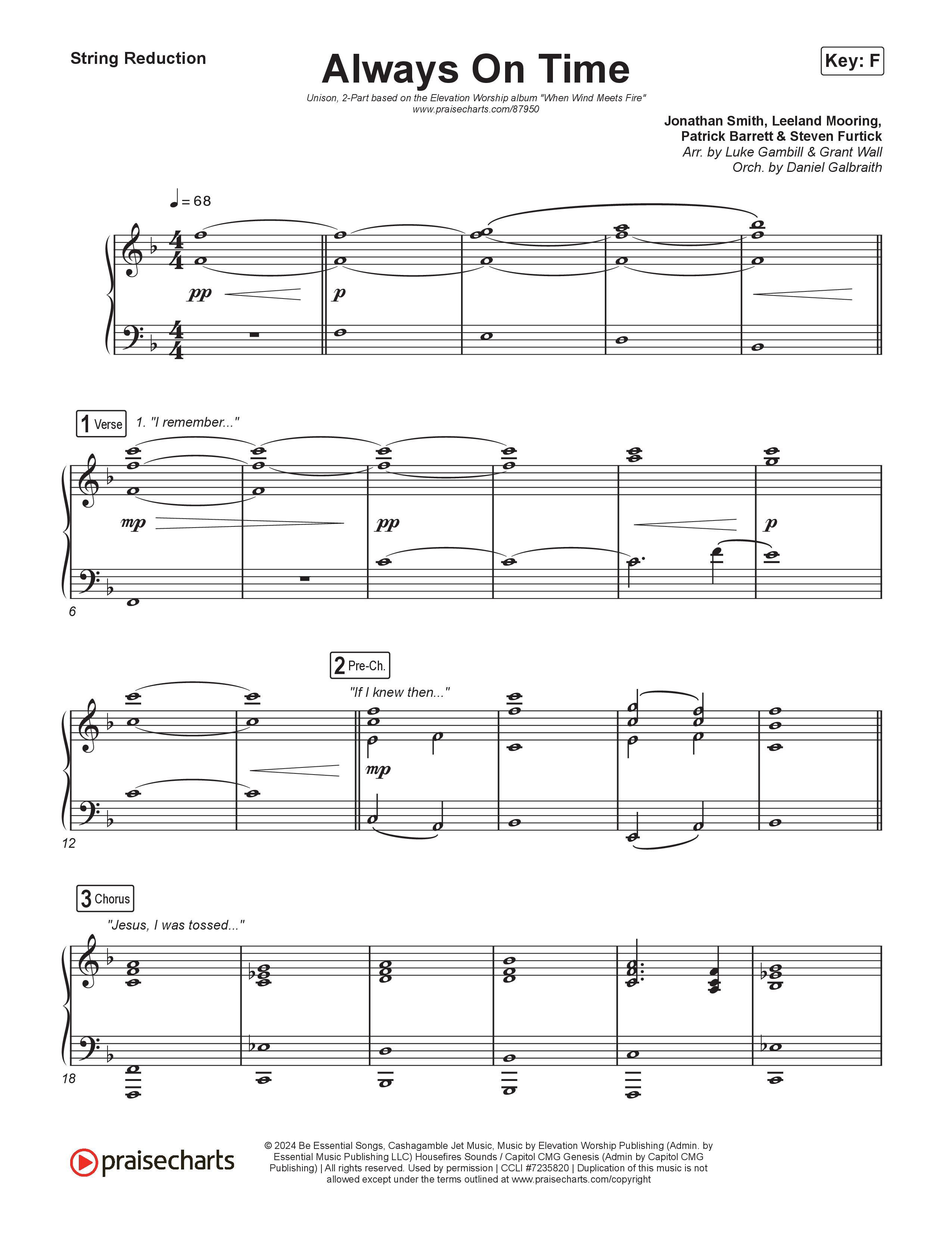 Always On Time (Unison/2-Part) String Reduction (Elevation Worship / Bella Cordero / Arr. Luke Gambill)