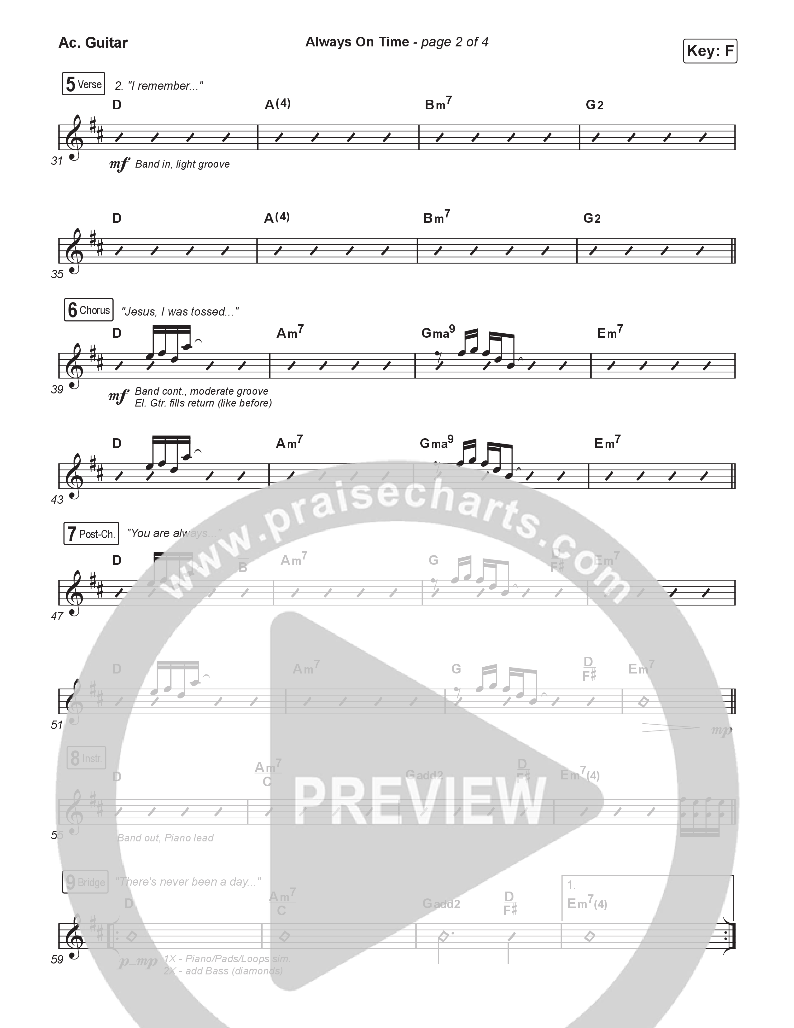 Always On Time (Sing It Now) Acoustic Guitar (Elevation Worship / Bella Cordero / Arr. Luke Gambill)