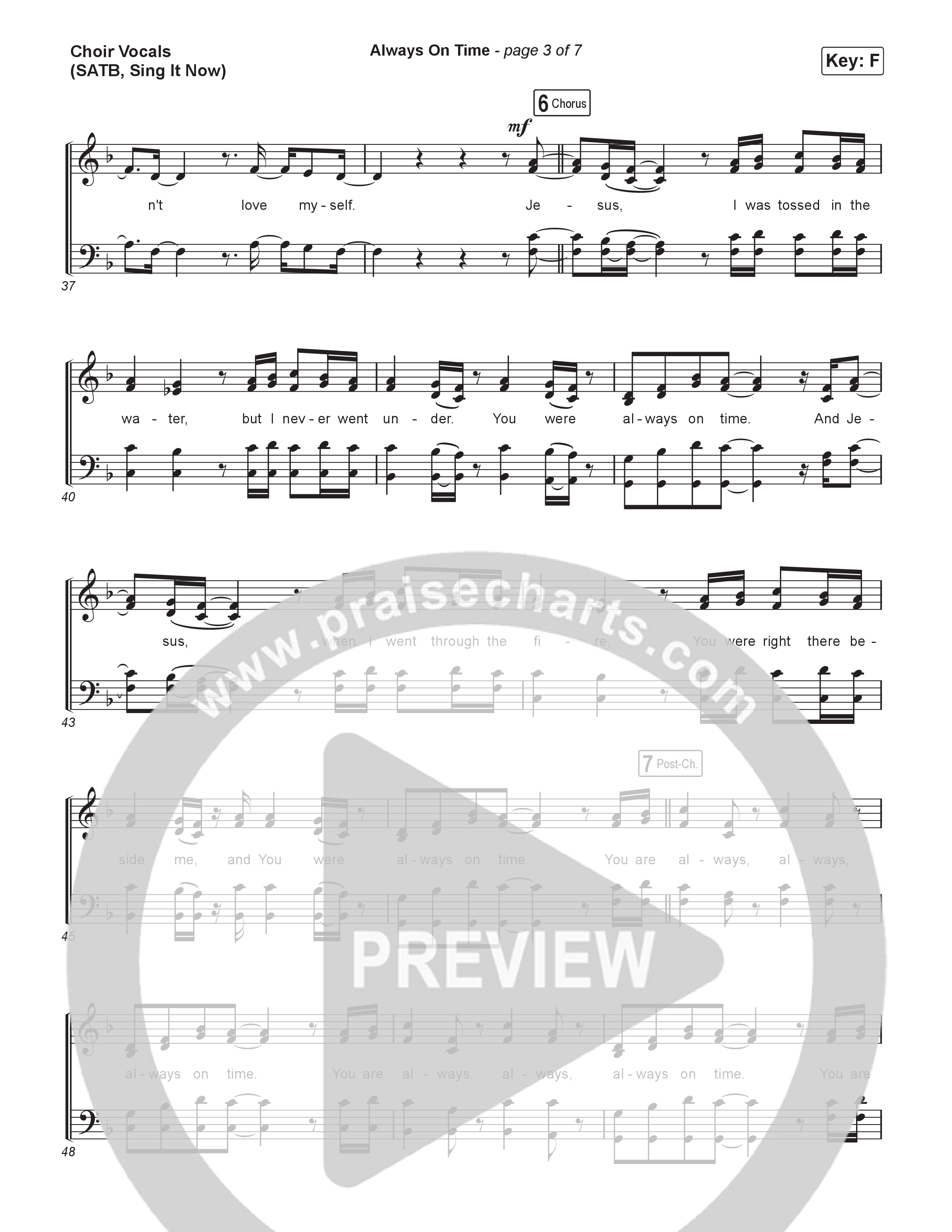 Always On Time (Sing It Now) Choir Sheet (SATB) (Elevation Worship / Bella Cordero / Arr. Luke Gambill)