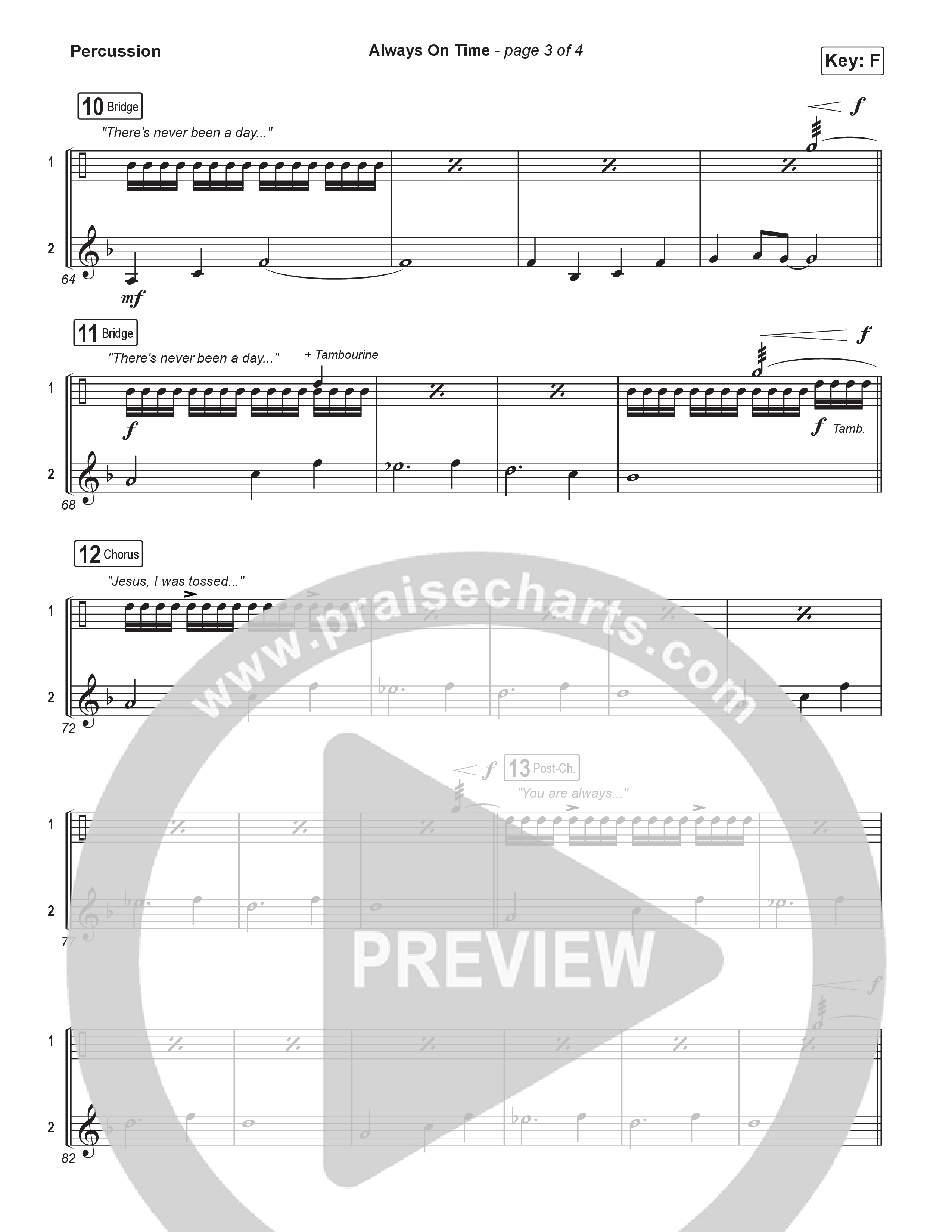 Always On Time (Sing It Now) Percussion (Elevation Worship / Bella Cordero / Arr. Luke Gambill)