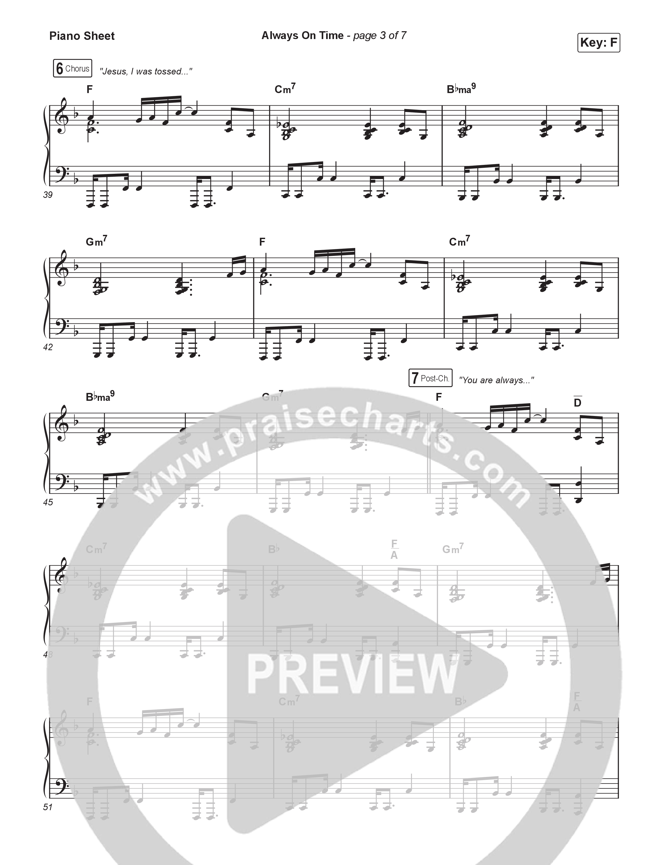 Always On Time (Sing It Now) Piano Sheet (Elevation Worship / Bella Cordero / Arr. Luke Gambill)