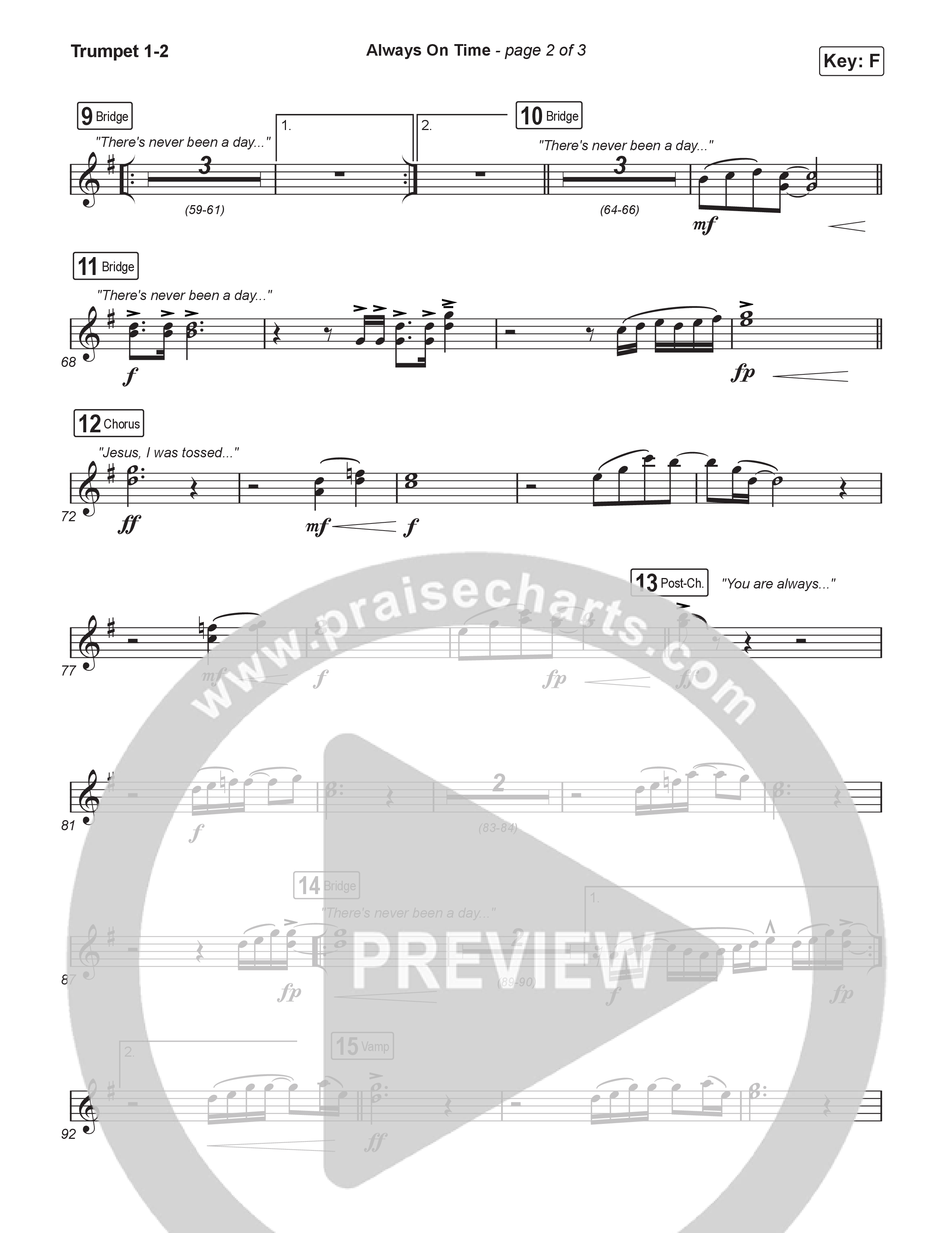 Always On Time (Sing It Now) Trumpet 1,2 (Elevation Worship / Bella Cordero / Arr. Luke Gambill)
