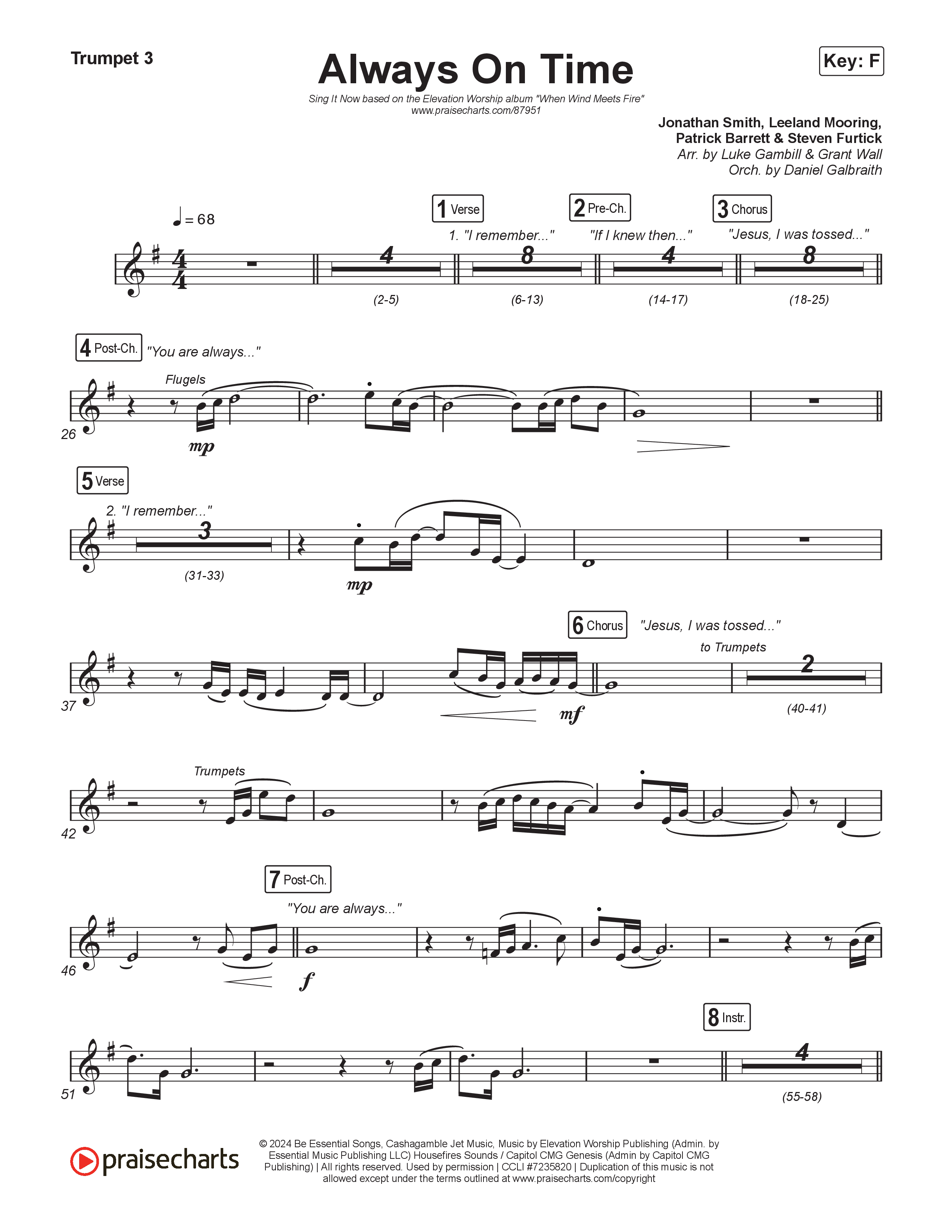 Always On Time (Sing It Now) Trumpet 3 (Elevation Worship / Bella Cordero / Arr. Luke Gambill)