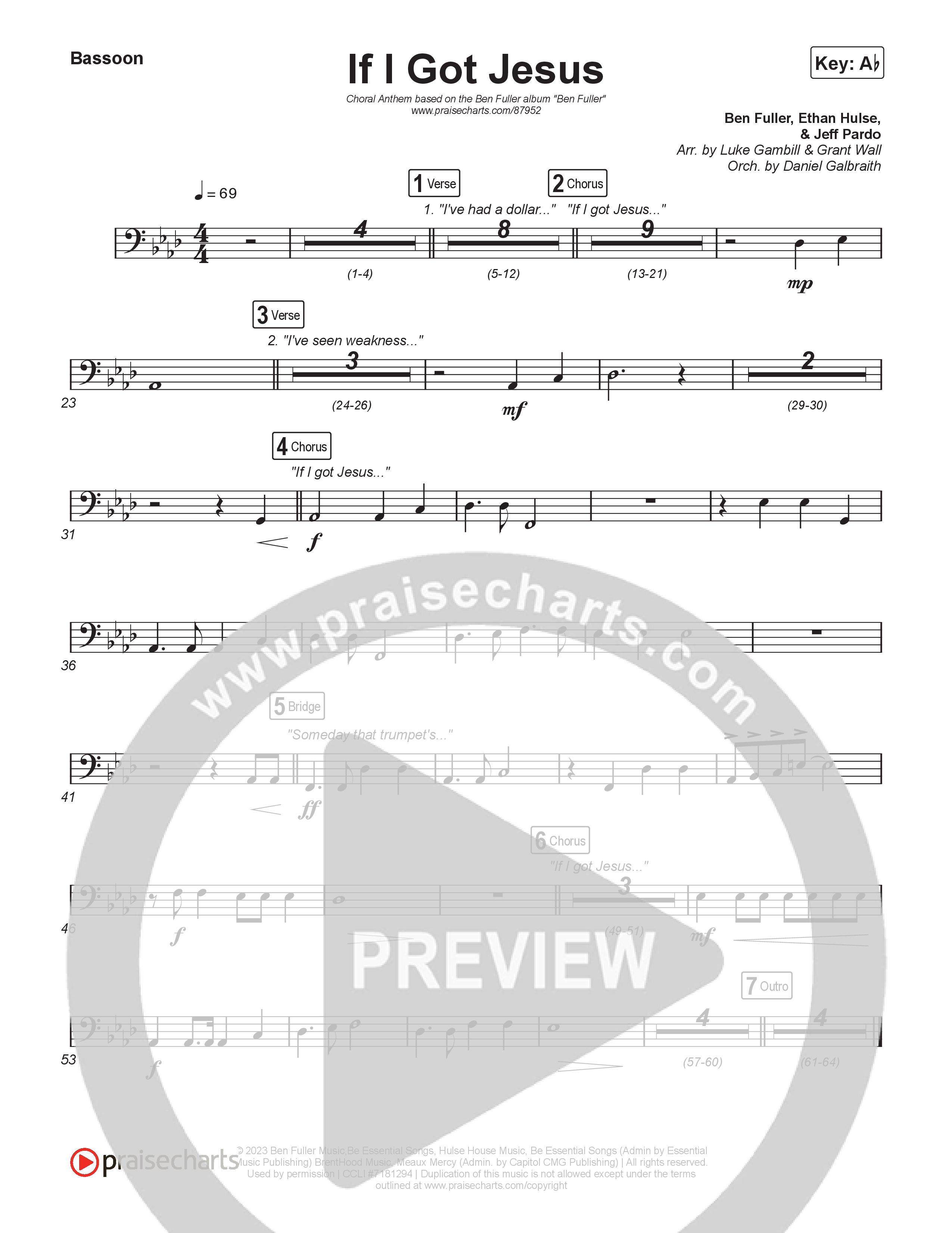 If I Got Jesus (Choral Anthem SATB) Bassoon (Ben Fuller / Arr. Luke Gambill)